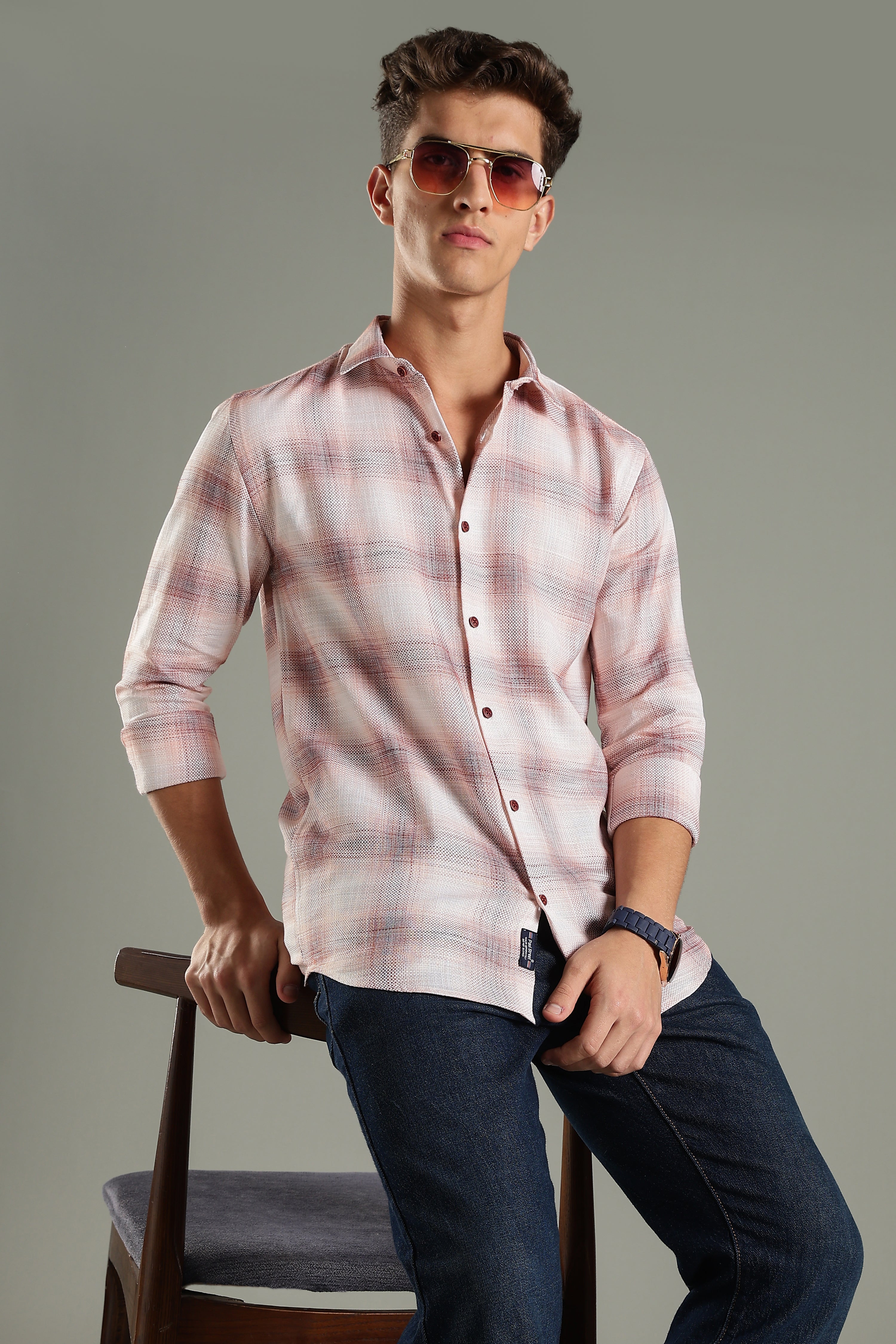 Men Lenoir Pink Checks Shirt