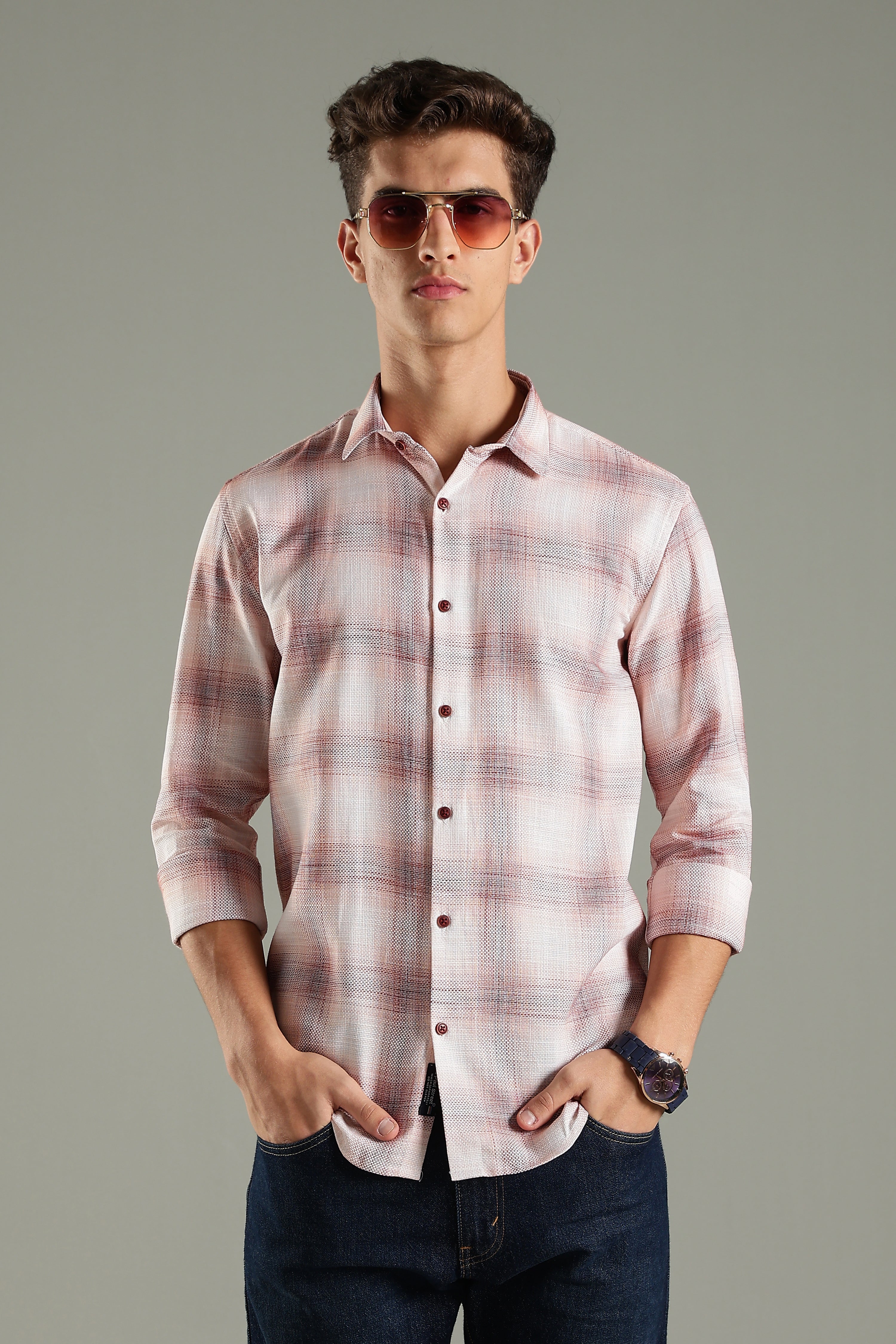 Men Lenoir Pink Checks Shirt