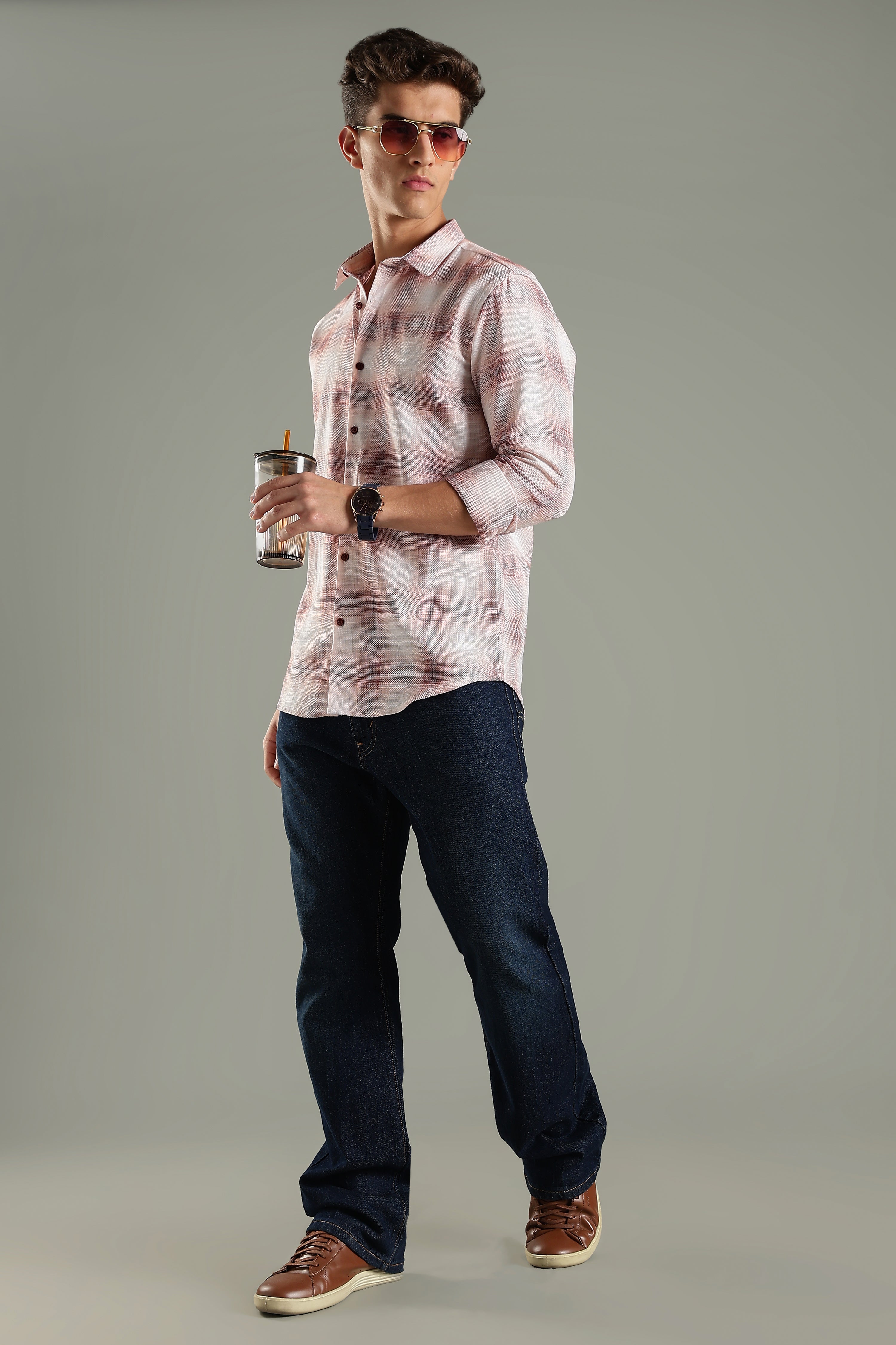 Men Lenoir Pink Checks Shirt