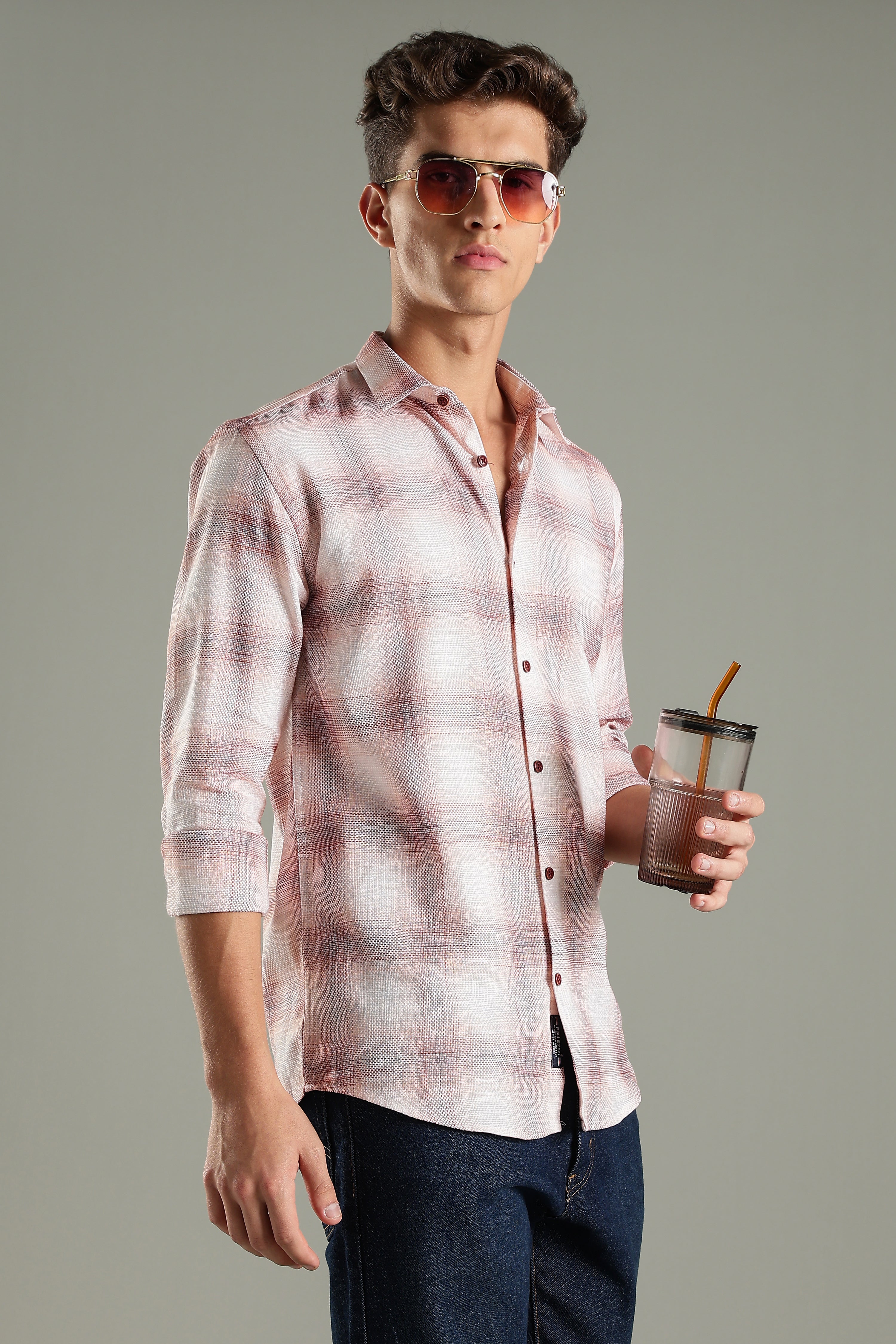 Men Lenoir Pink Checks Shirt