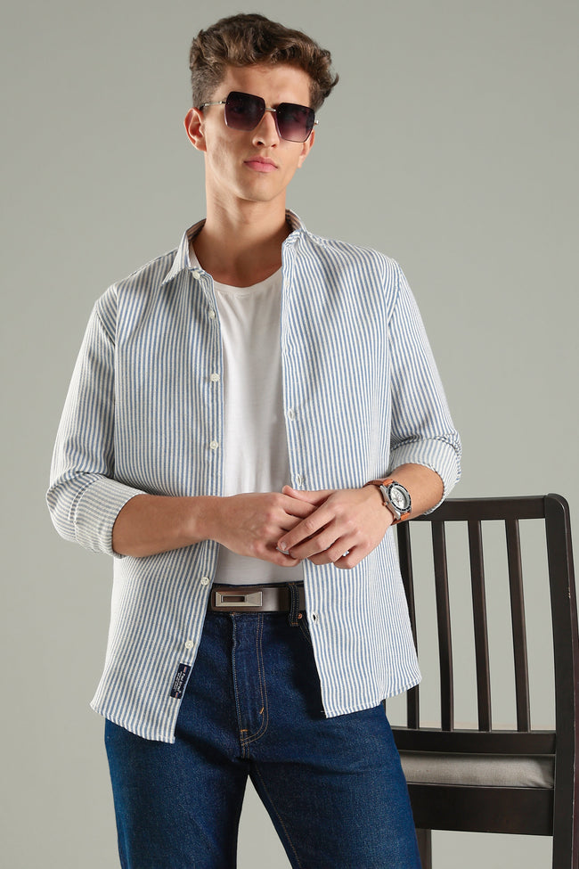Men Looma Blue Stripes Shirt