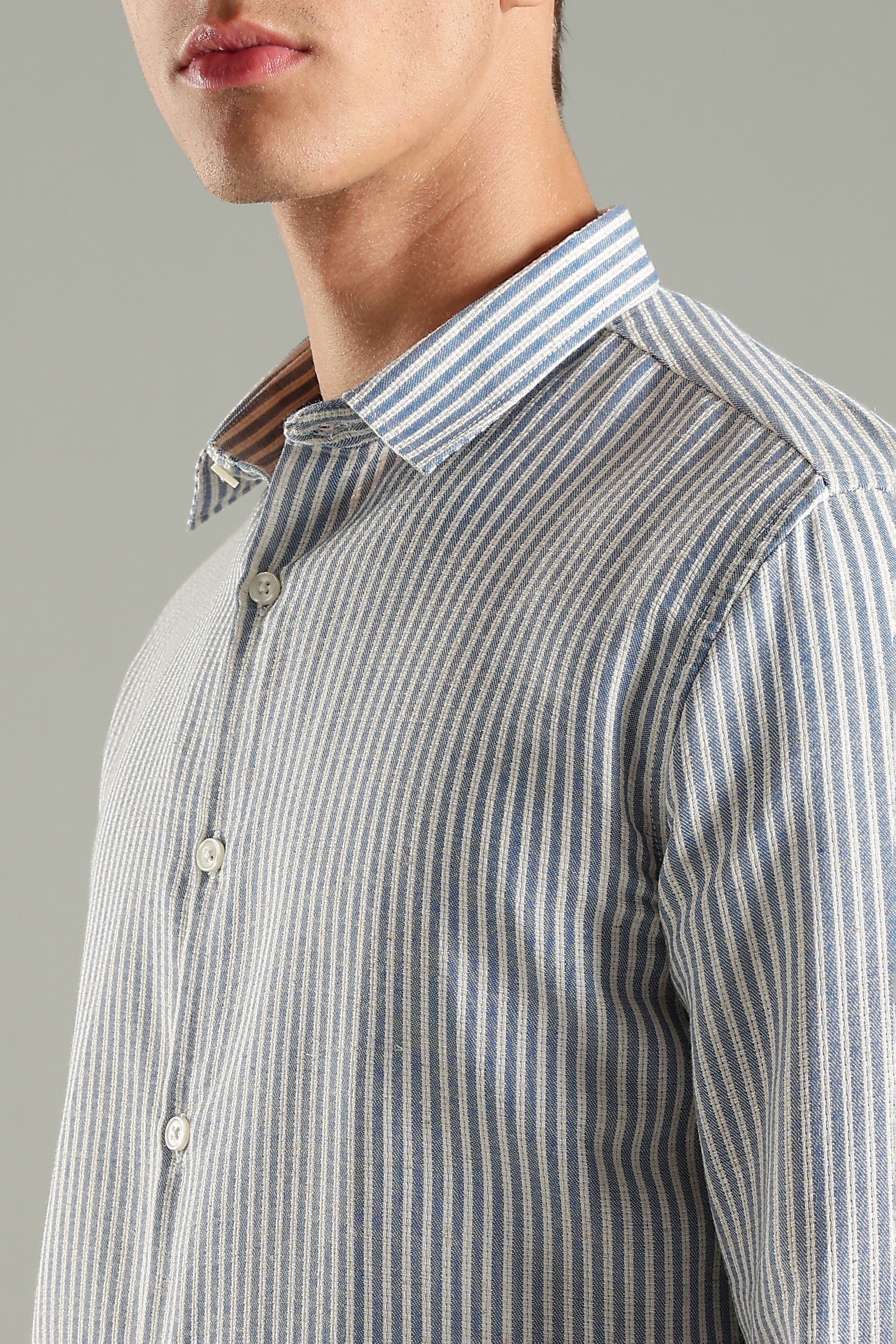 Men Looma Blue Stripes Shirt
