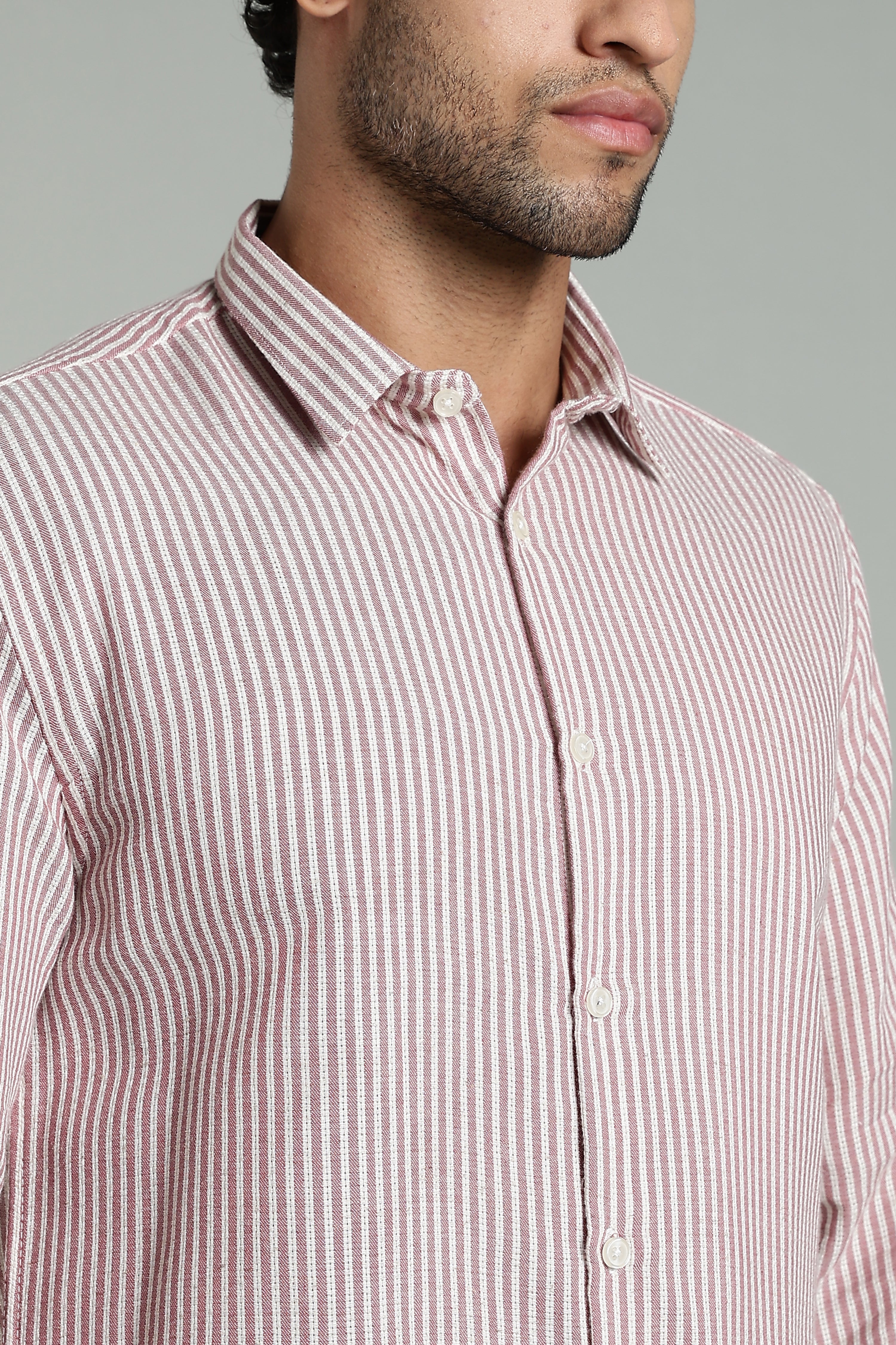 Men Looma Pink Stripes Shirt
