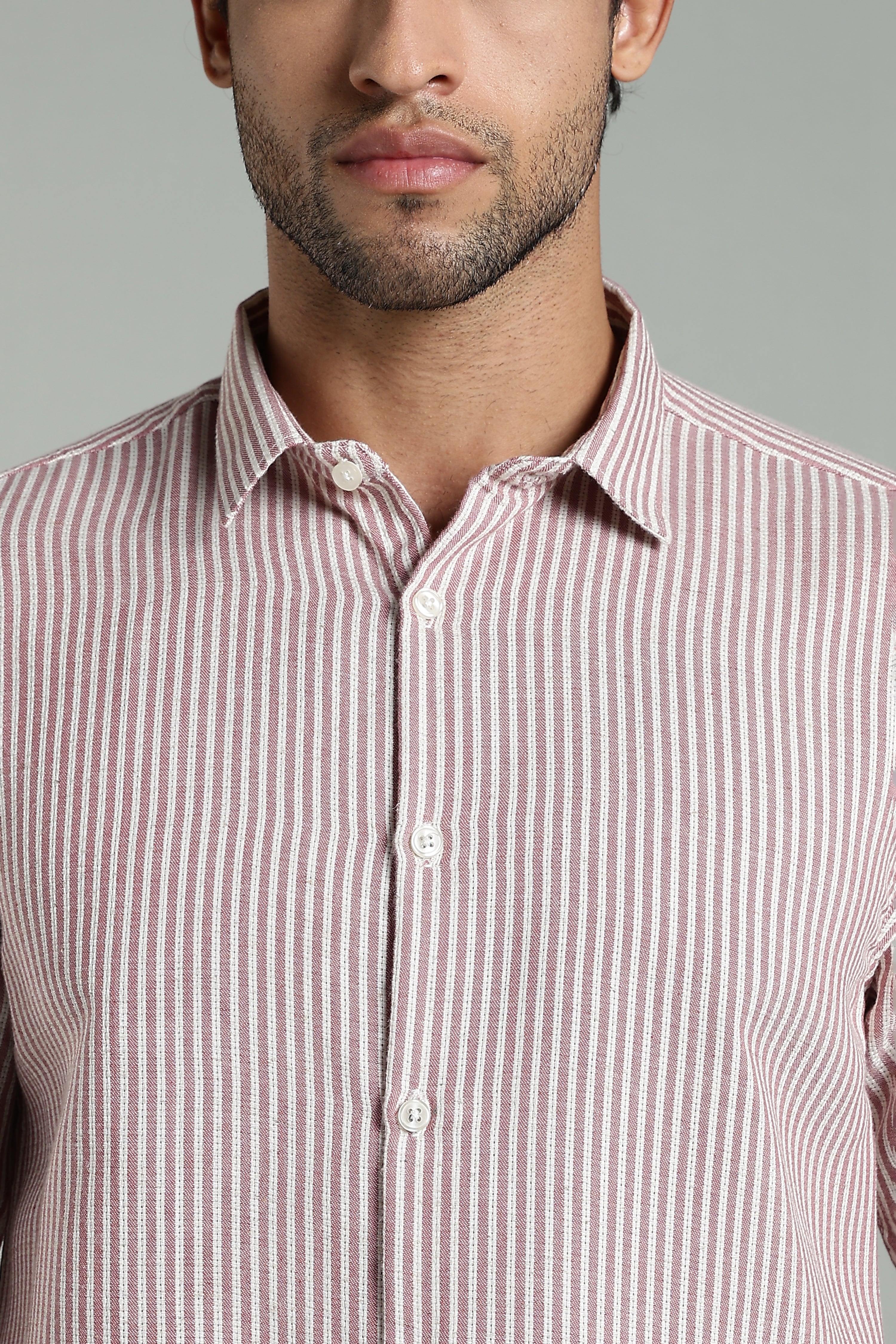 Men Looma Pink Stripes Shirt