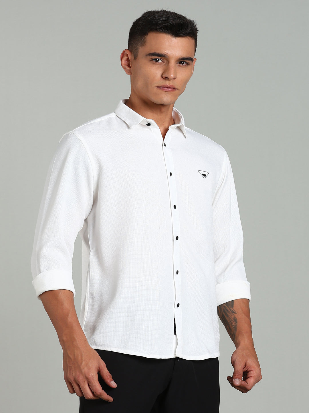 Men Striv White Solid Shirt