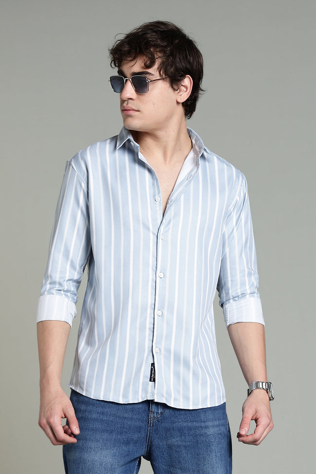 Men Verta Blue Striped Shirt