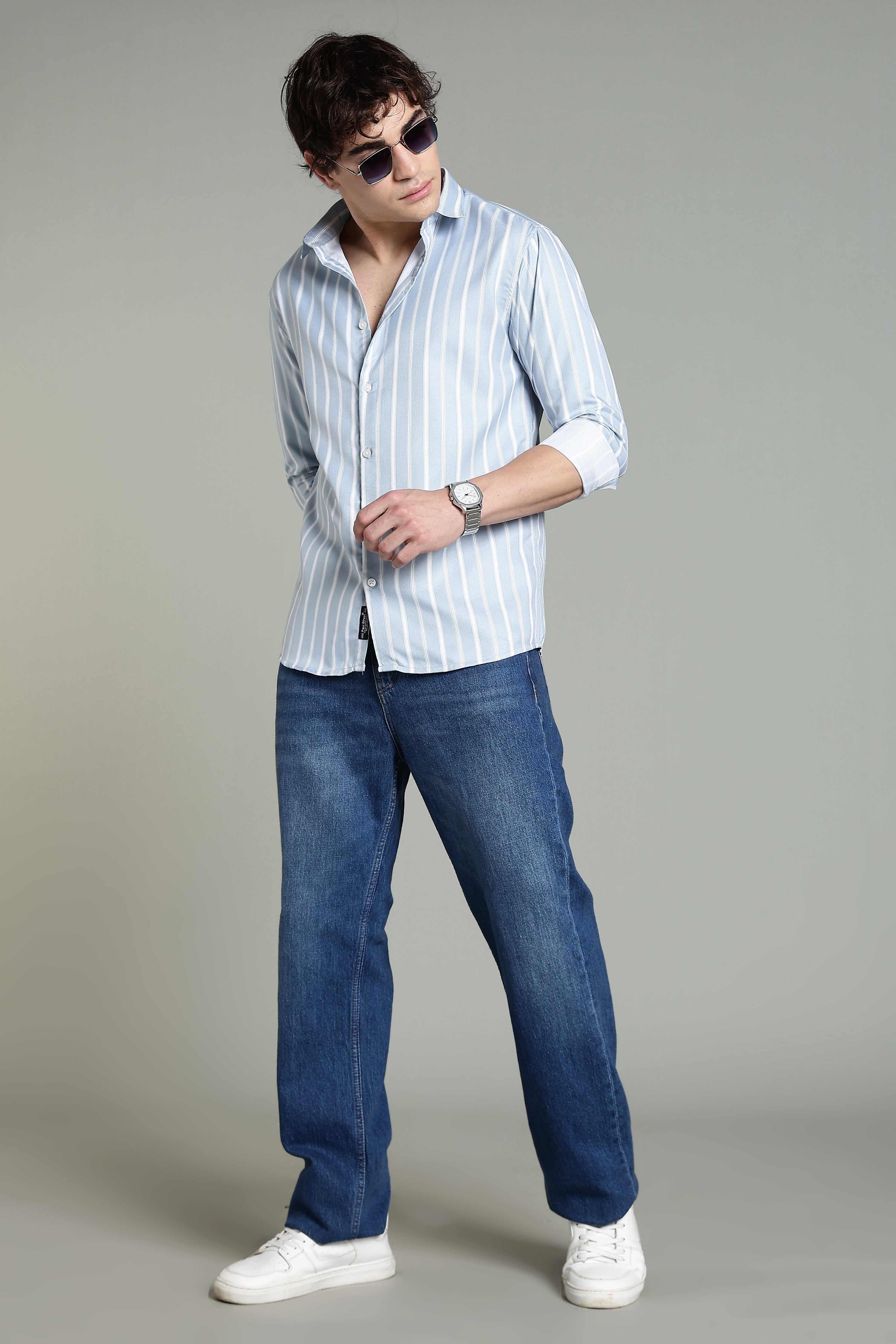 Men Verta Blue Striped Shirt