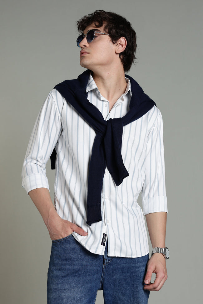 Men Verta White Striped Shirt