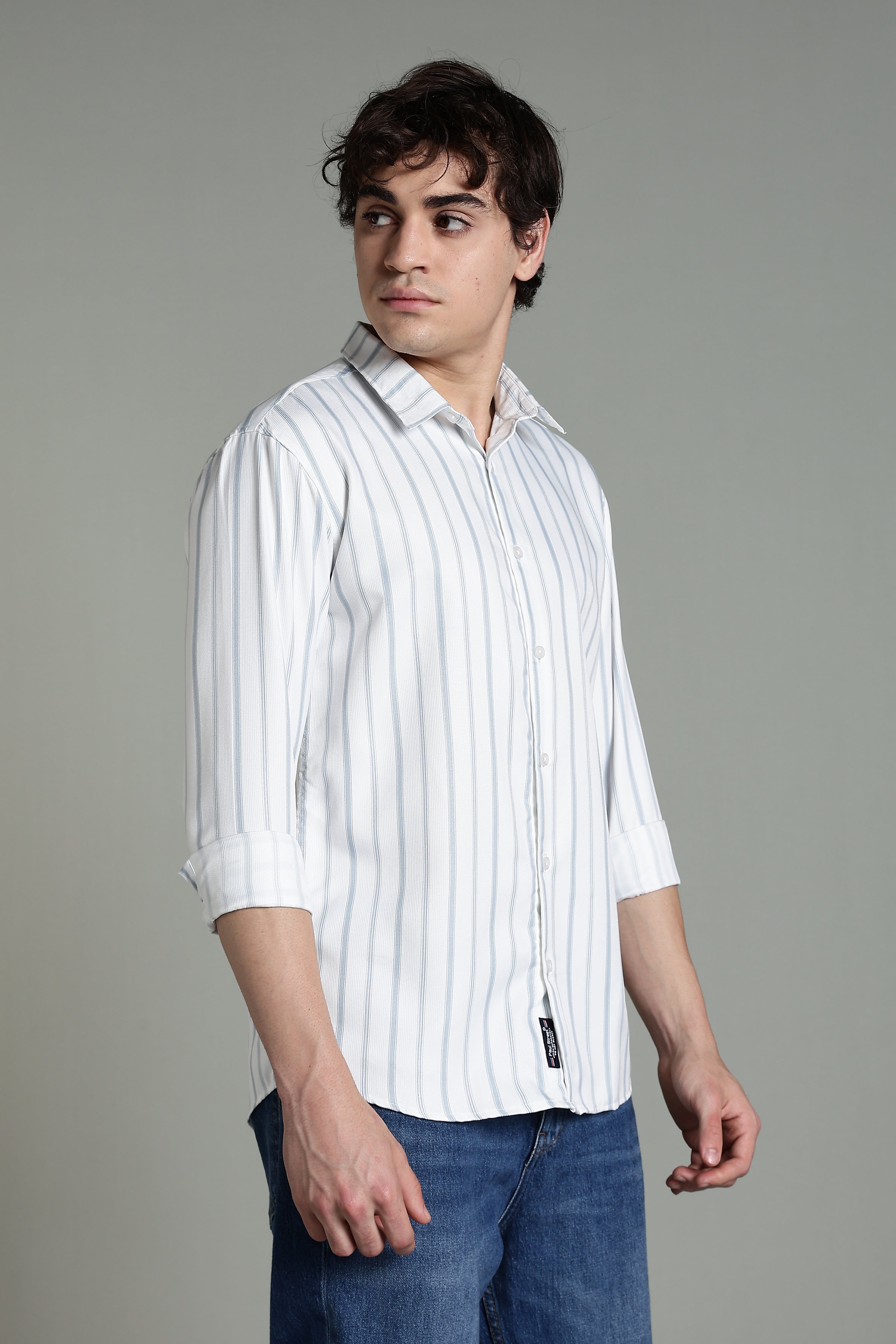 Men Verta White Striped Shirt