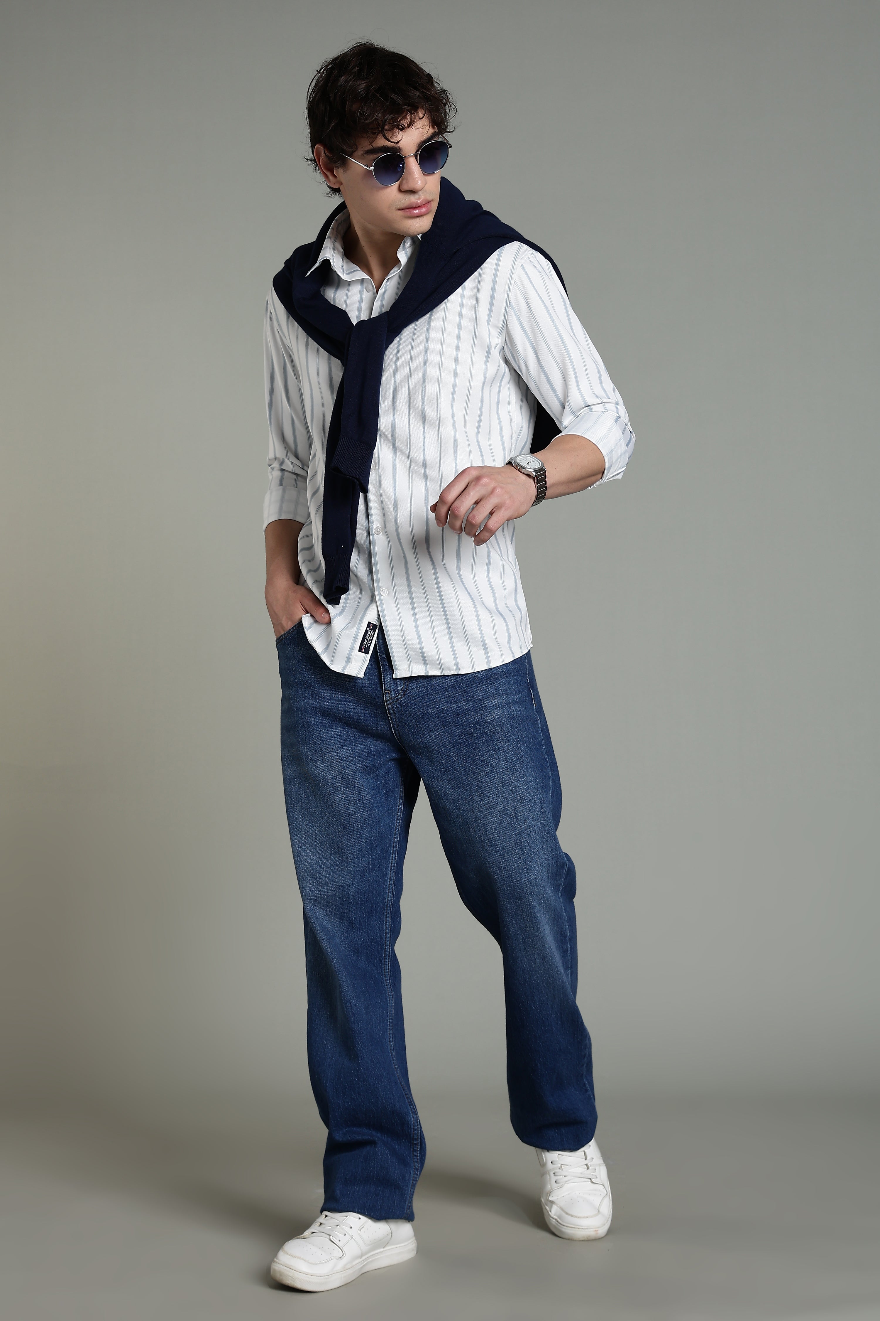Men Verta White Striped Shirt