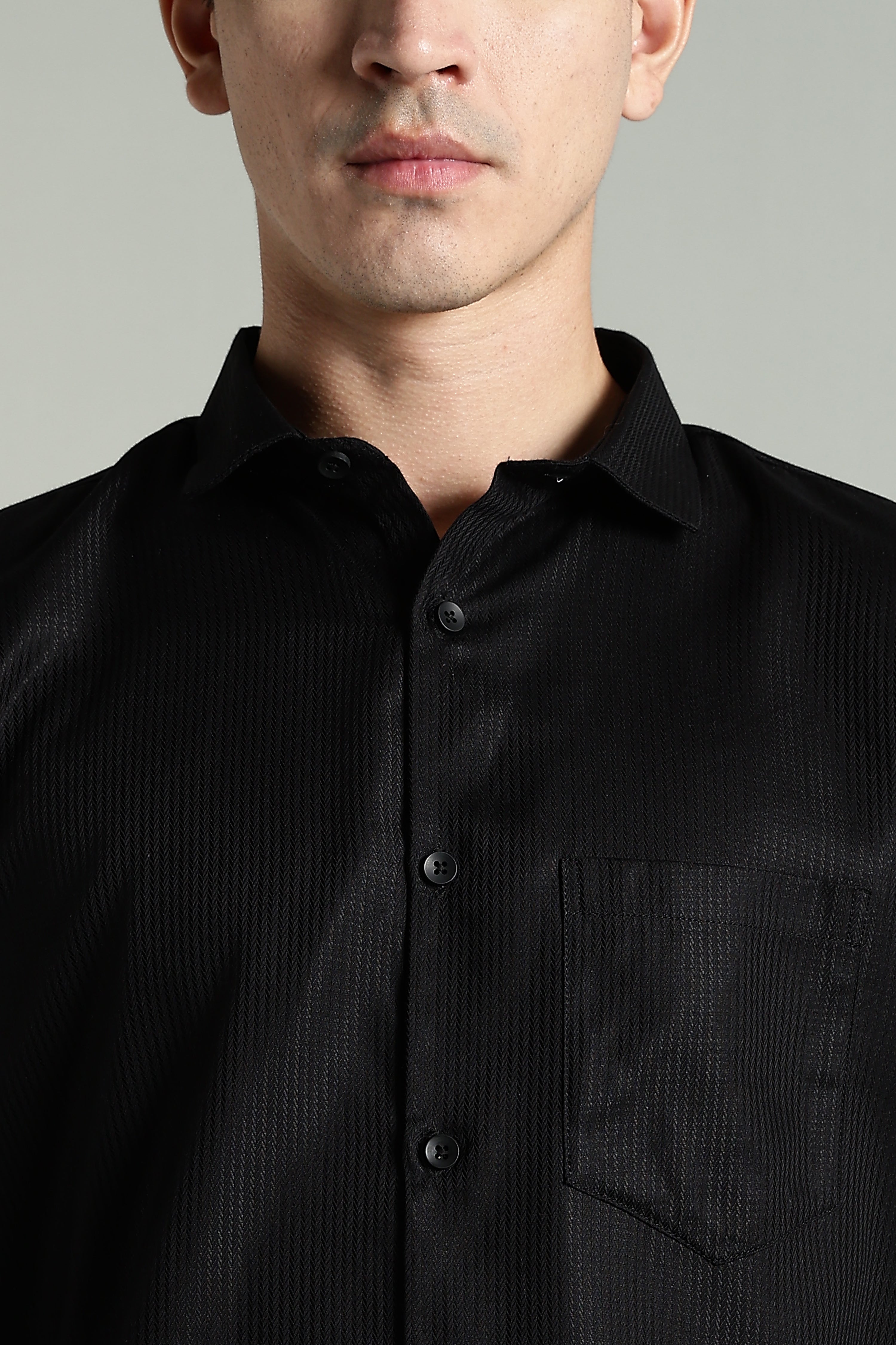 Men Stria Black Solid Shirt