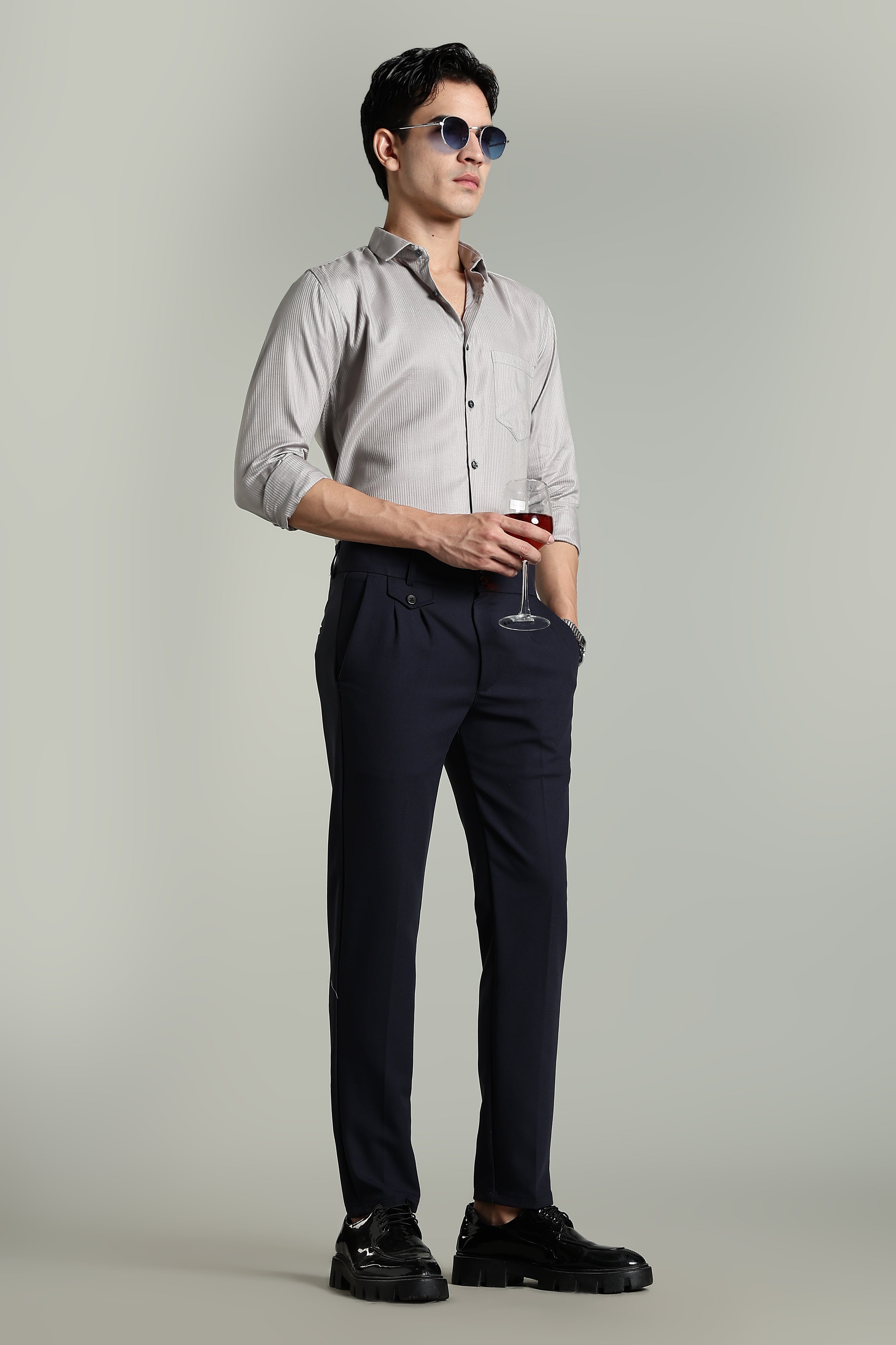 Men Stria Pink Solid Shirt