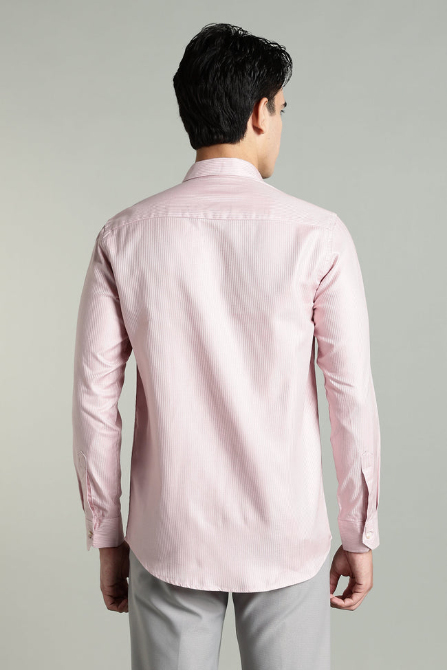 Men Stria Pink Solid Shirt