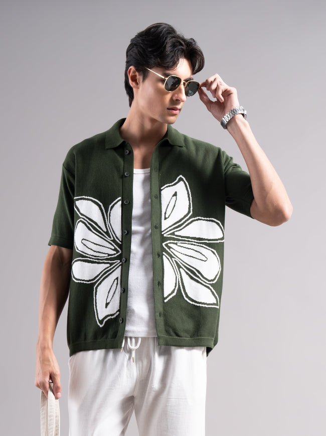 Men Alvar Olive Knit Shirt