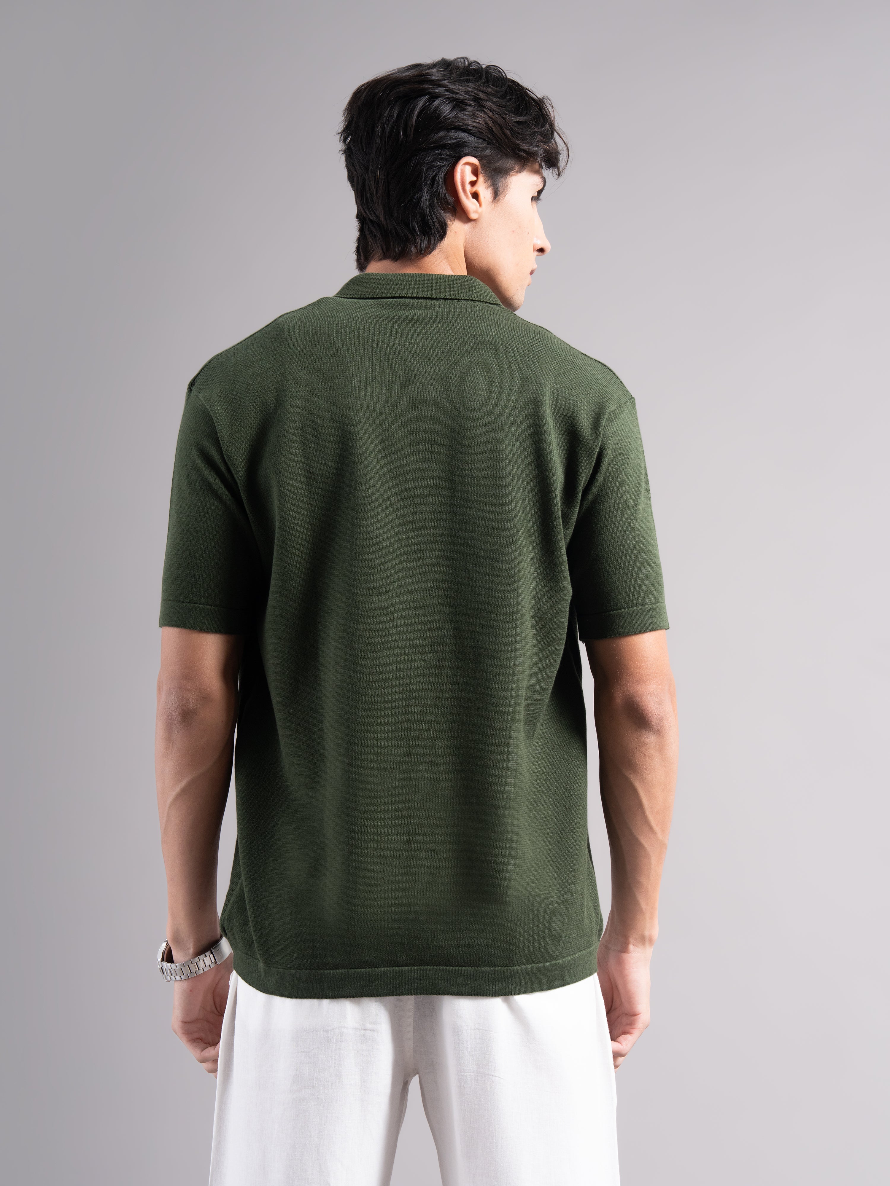 Men Alvar Olive Knit Shirt