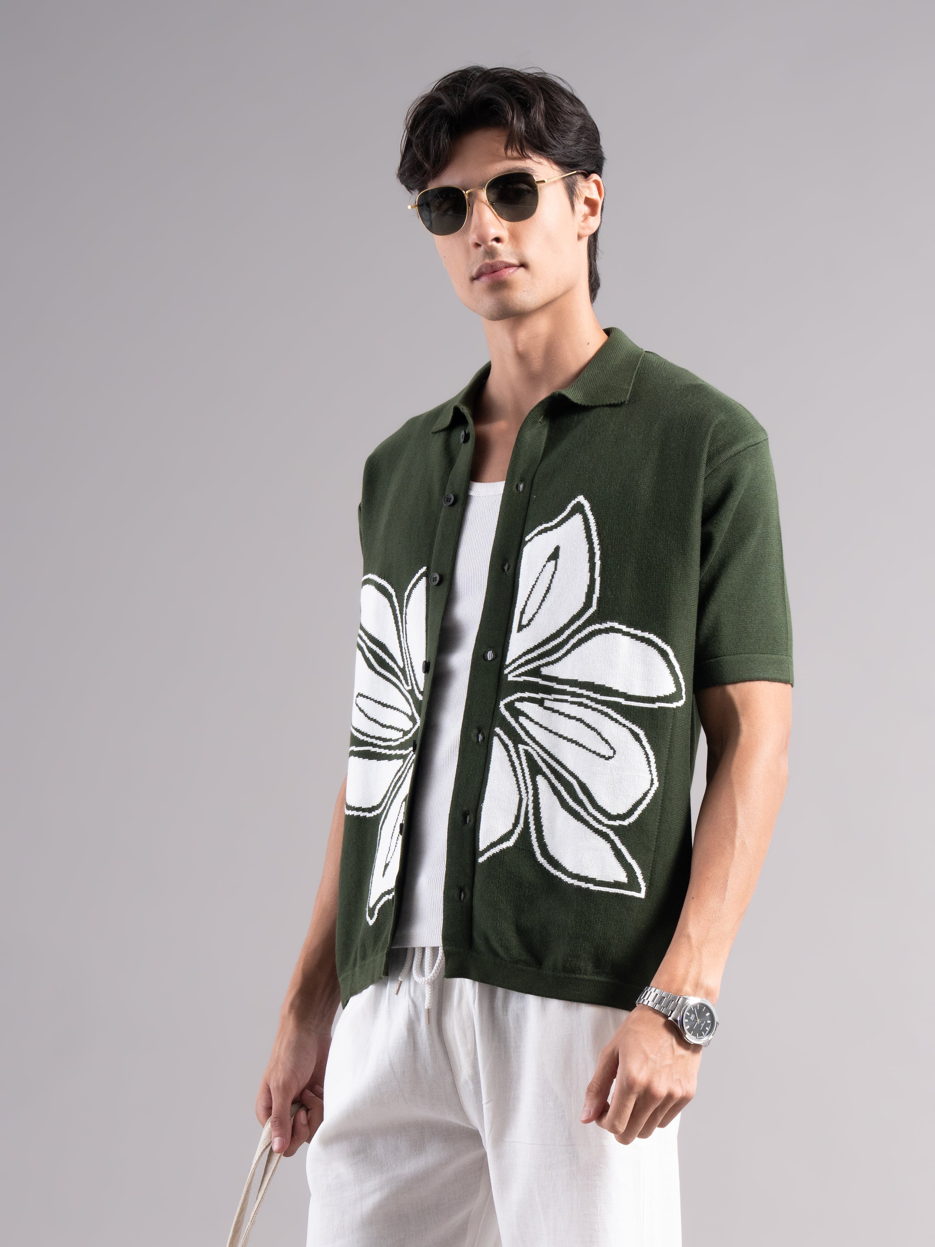 Men Alvar Olive Knit Shirt