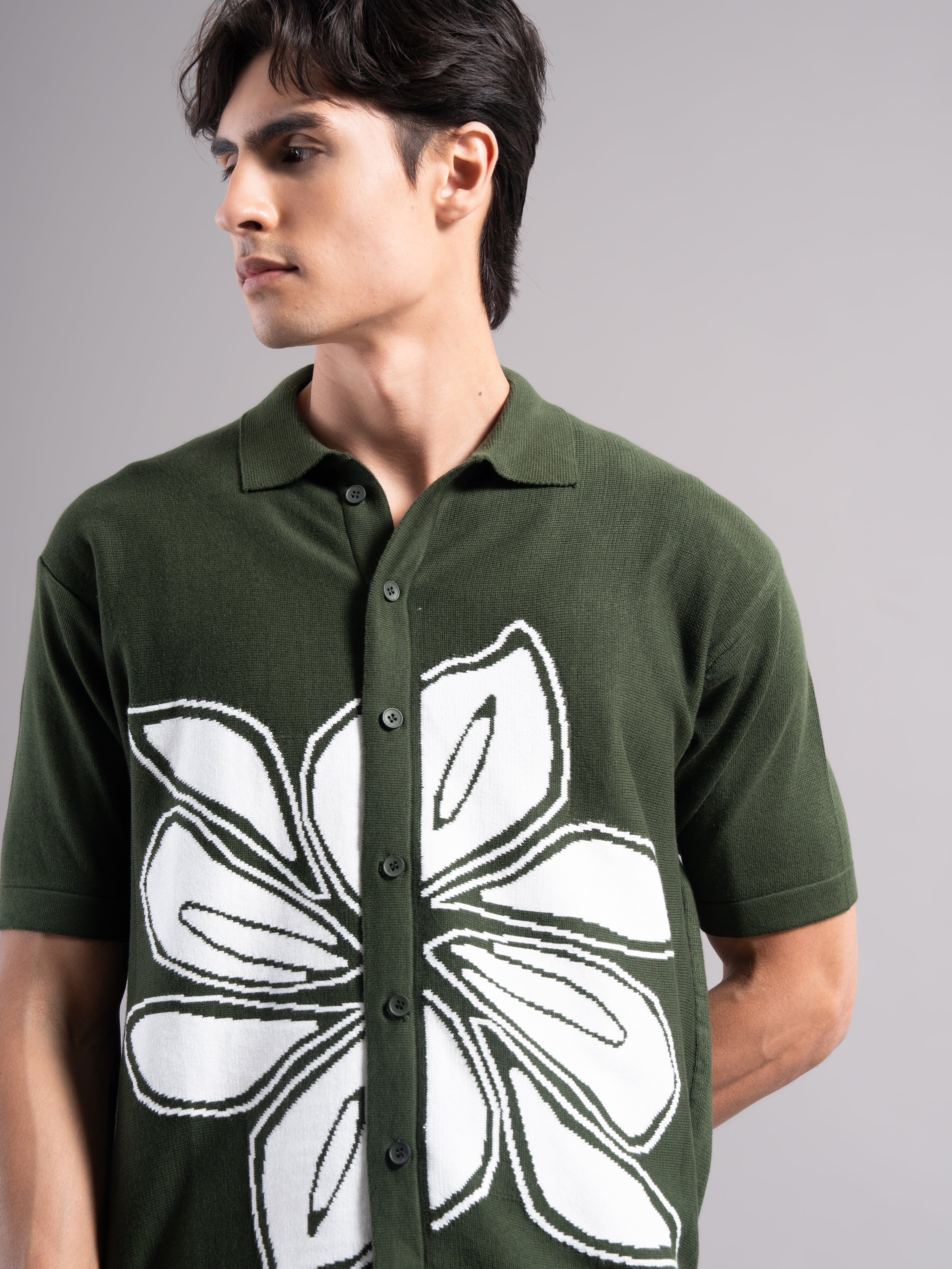 Men Alvar Olive Knit Shirt