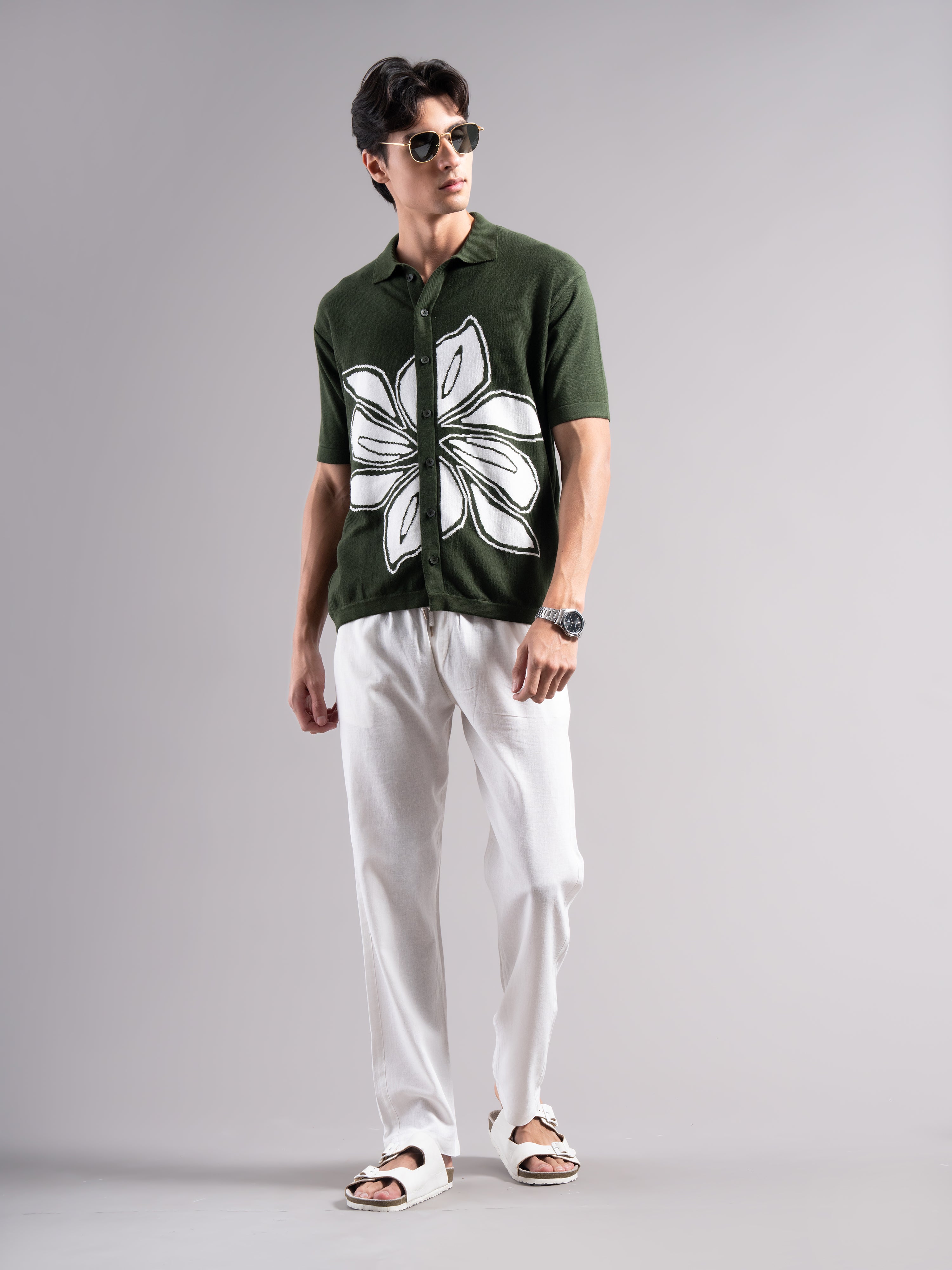 Men Alvar Olive Knit Shirt