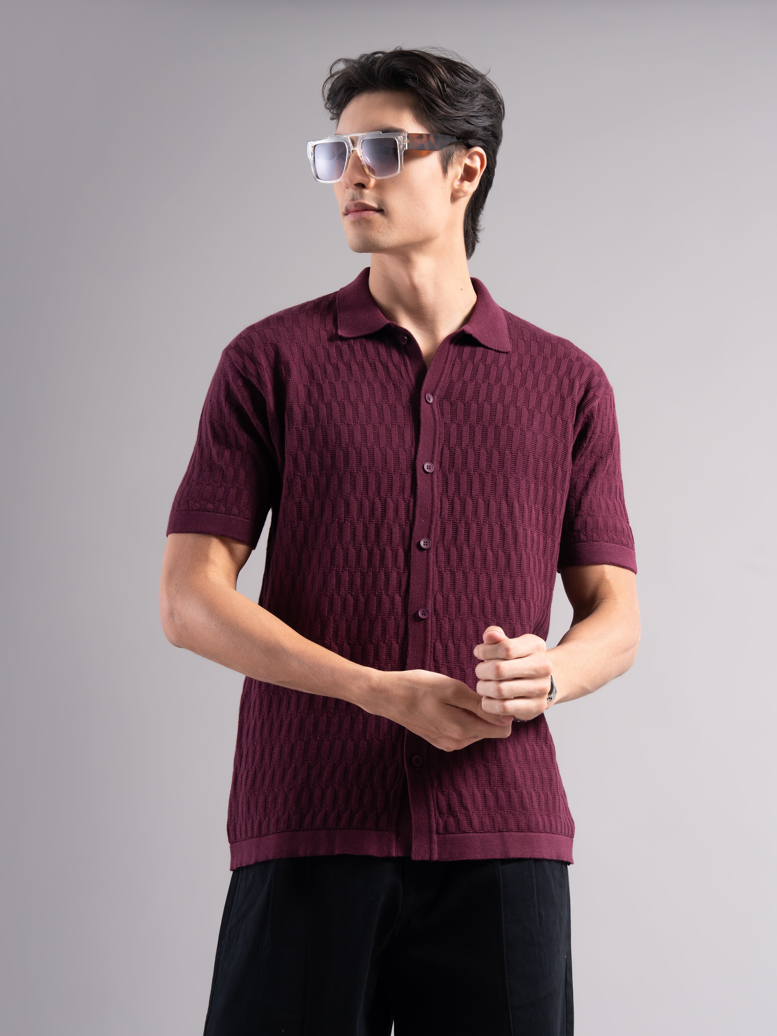 Men Alvorn Wine Knit Shirt