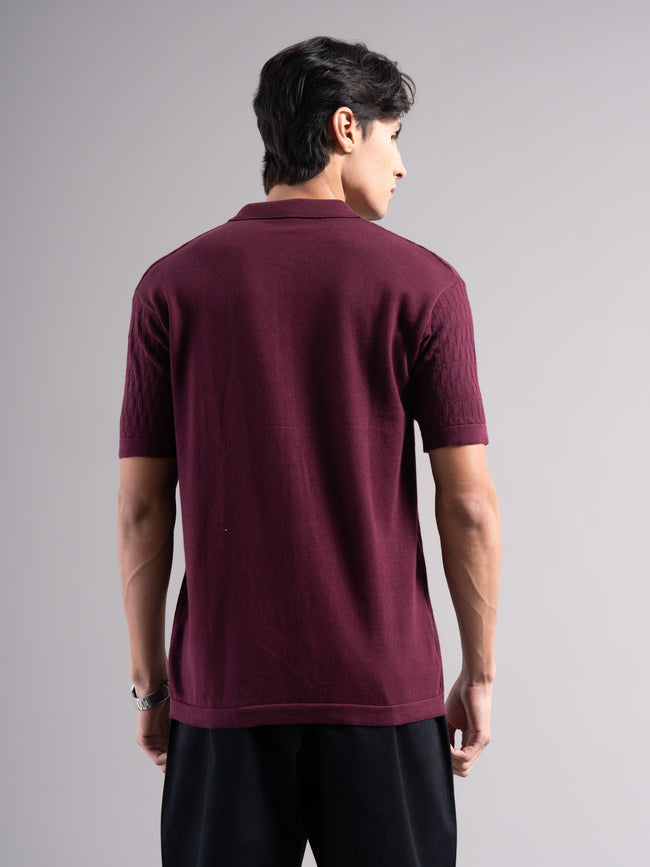 Men Alvorn Wine Knit Shirt