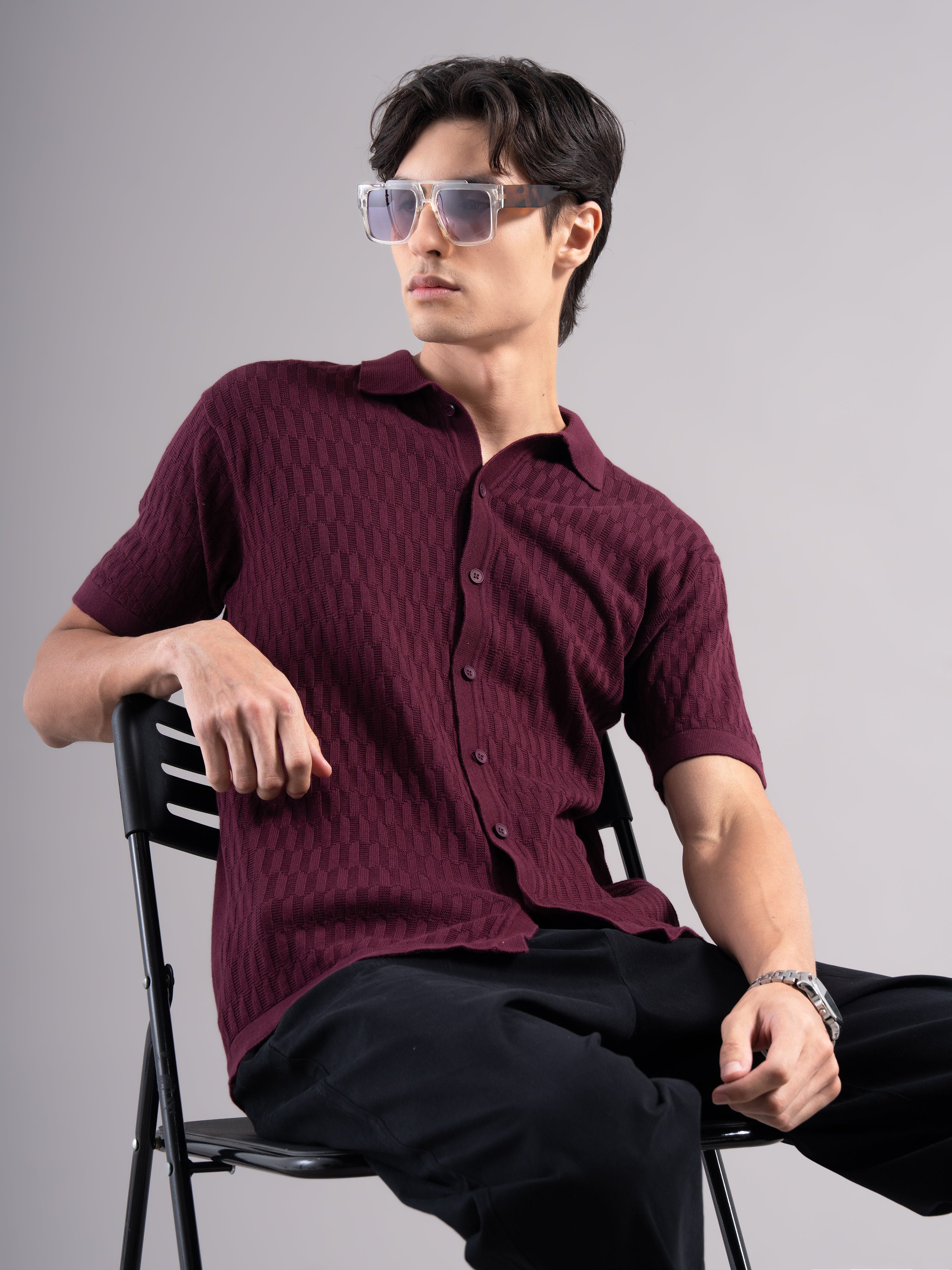 Men Alvorn Wine Knit Shirt