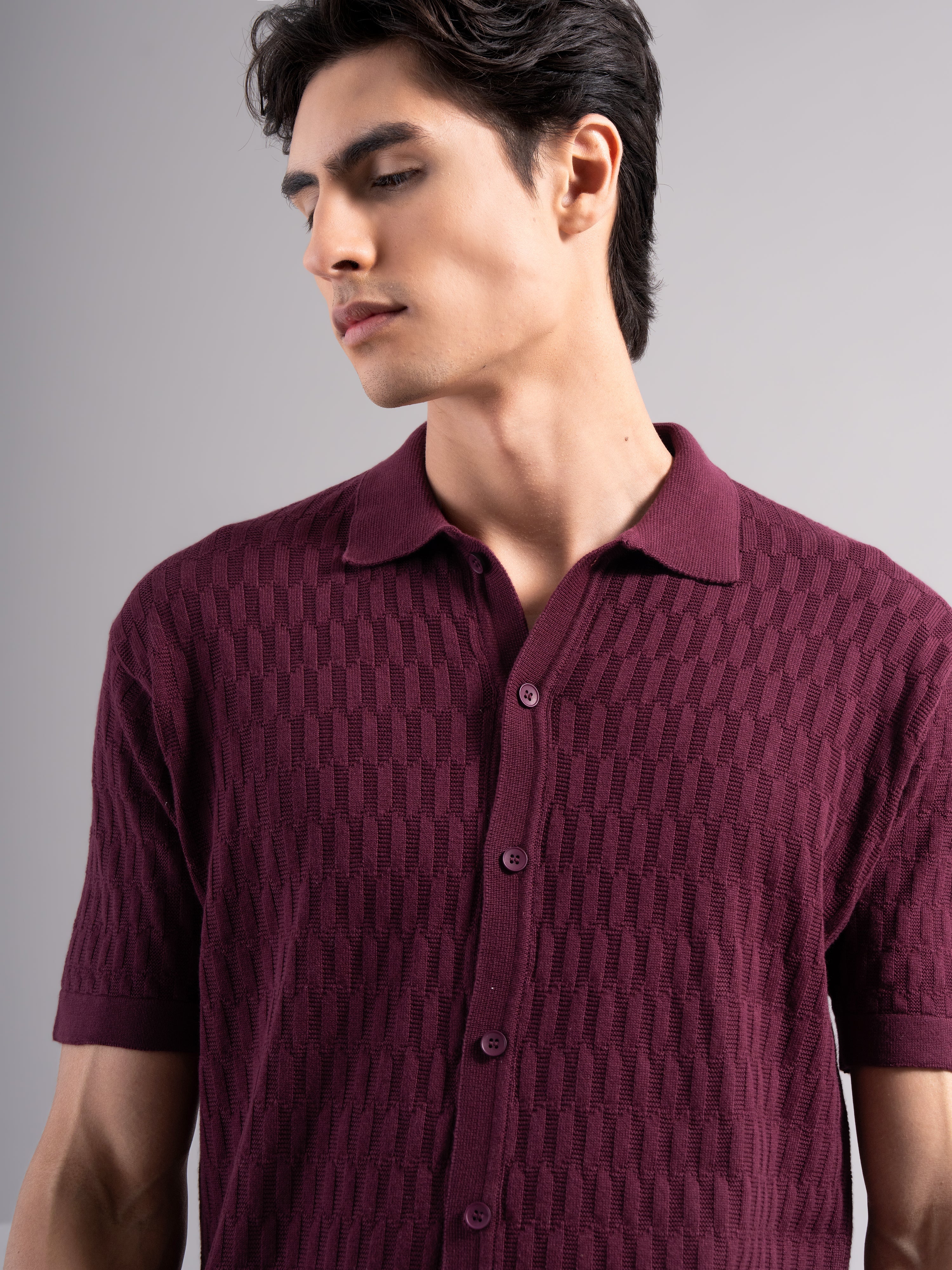 Men Alvorn Wine Knit Shirt
