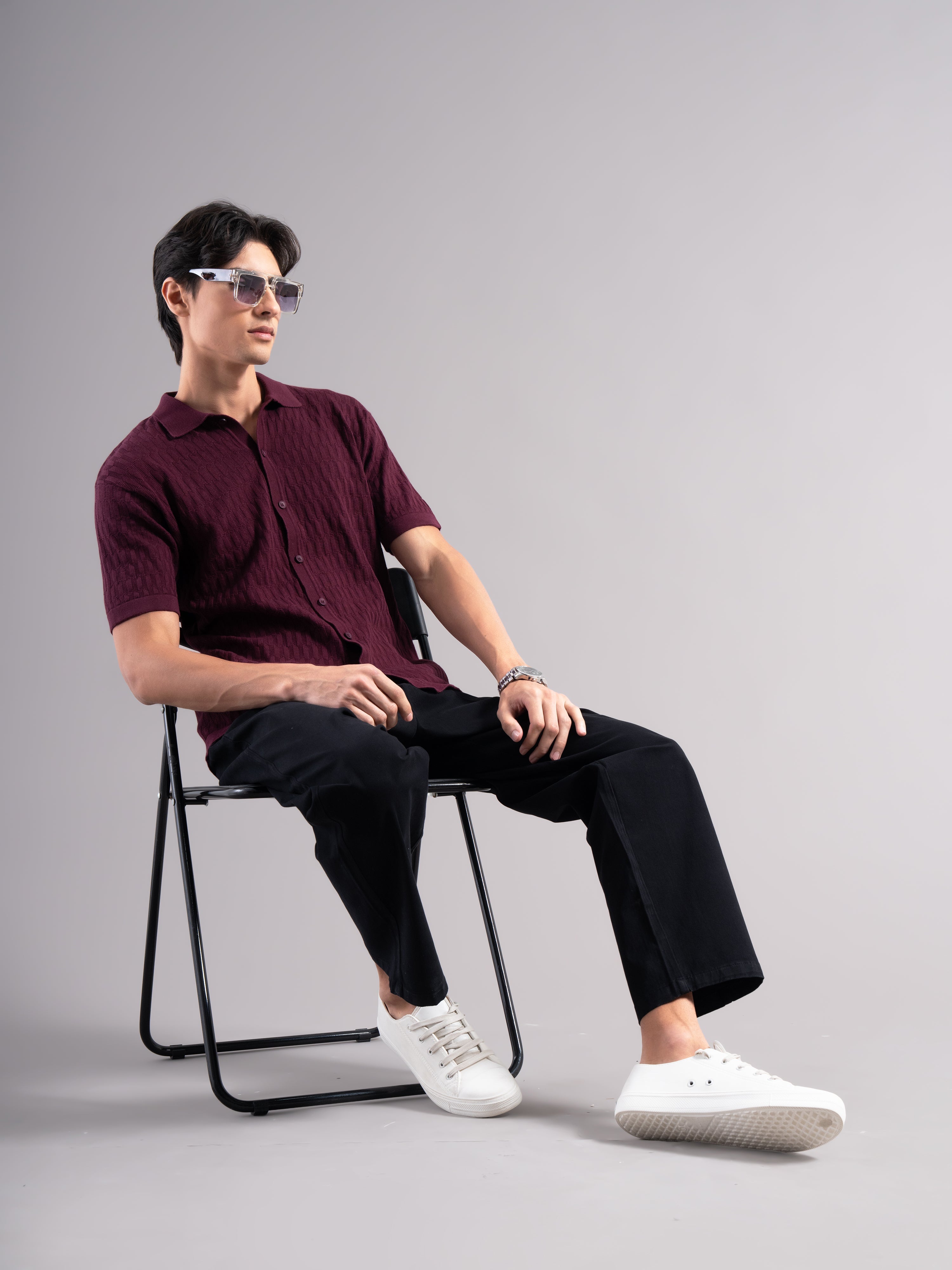 Men Alvorn Wine Knit Shirt