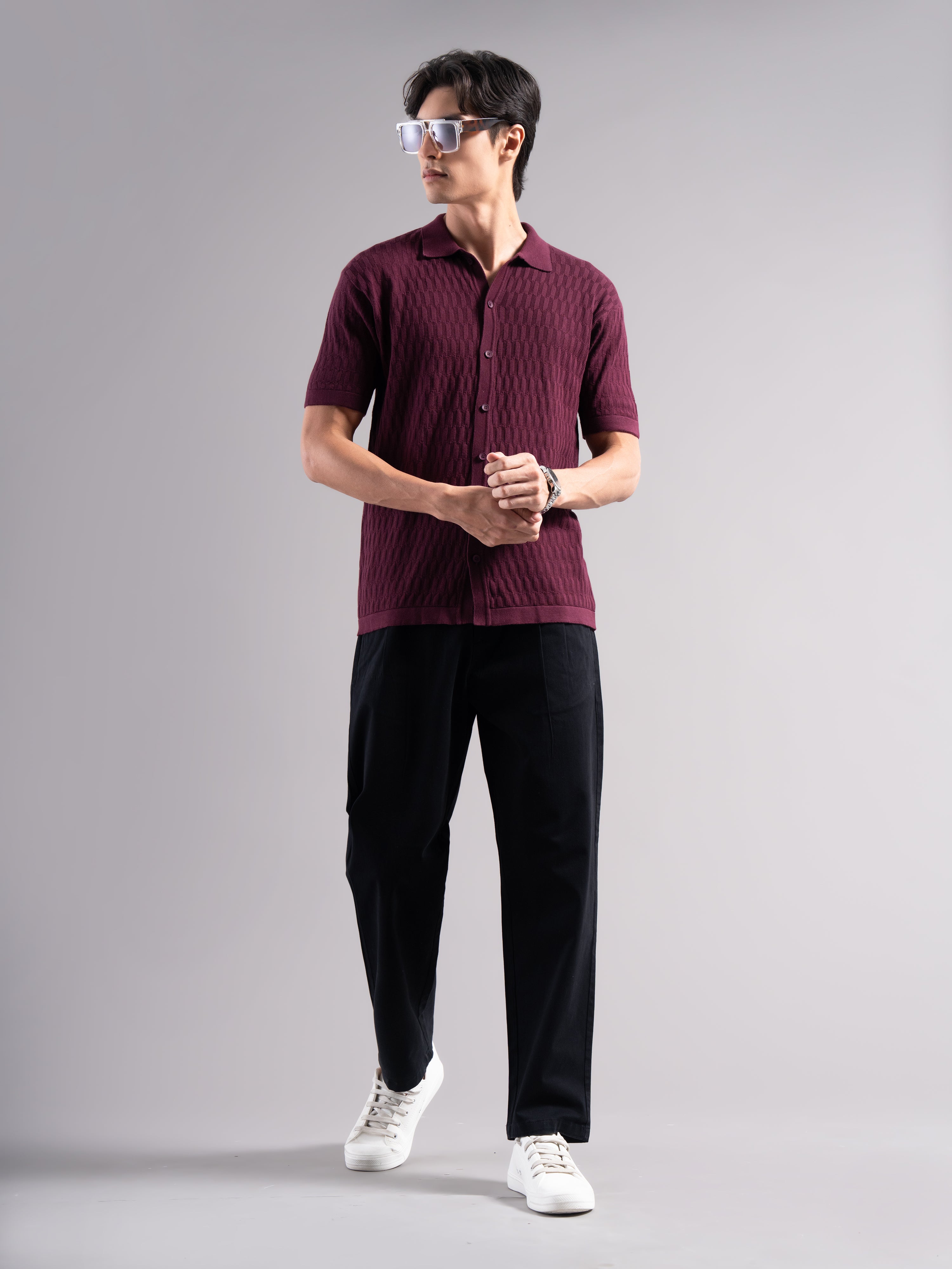 Men Alvorn Wine Knit Shirt