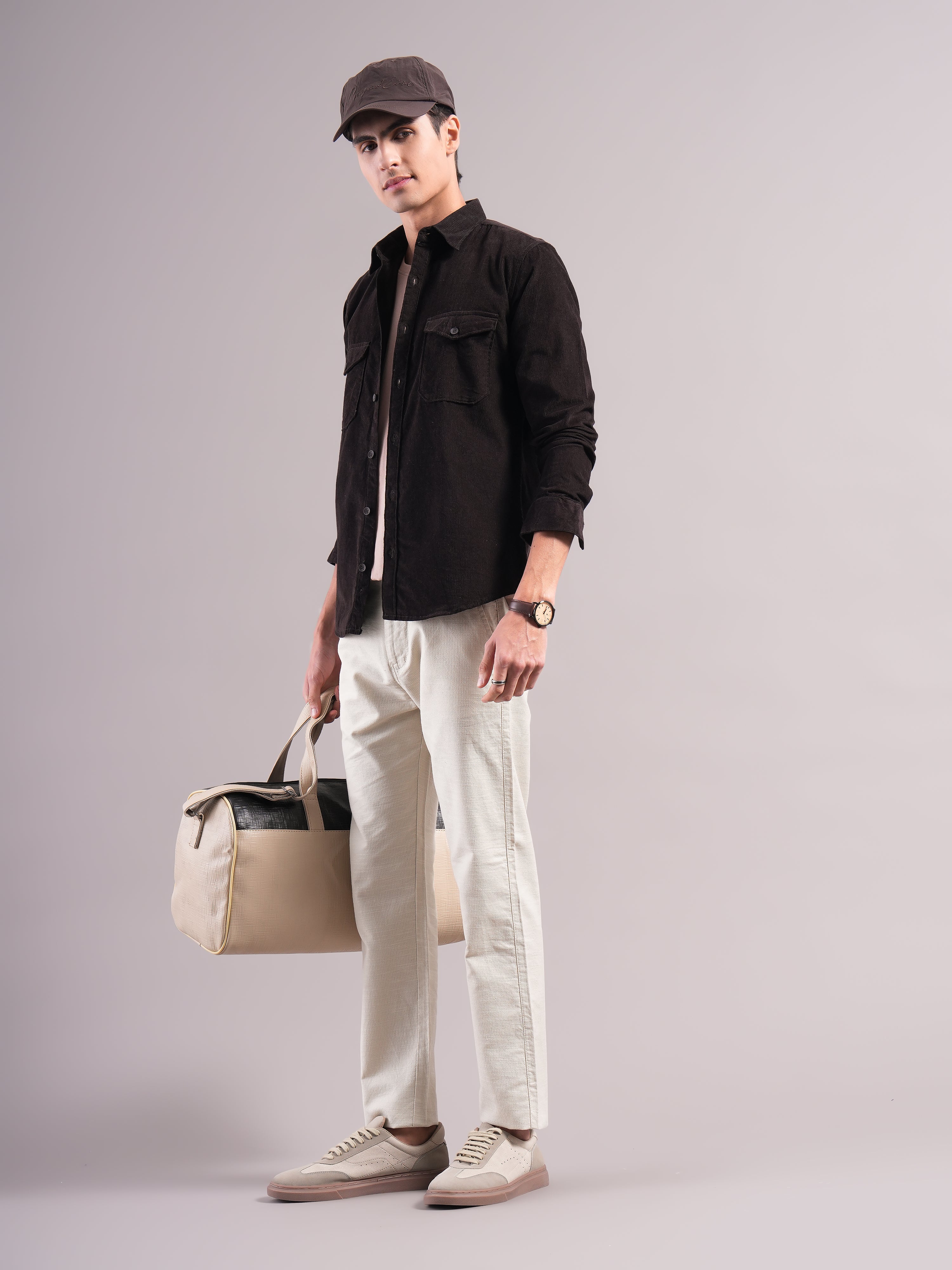 Men Belmor Charoal Corduroy Shirt