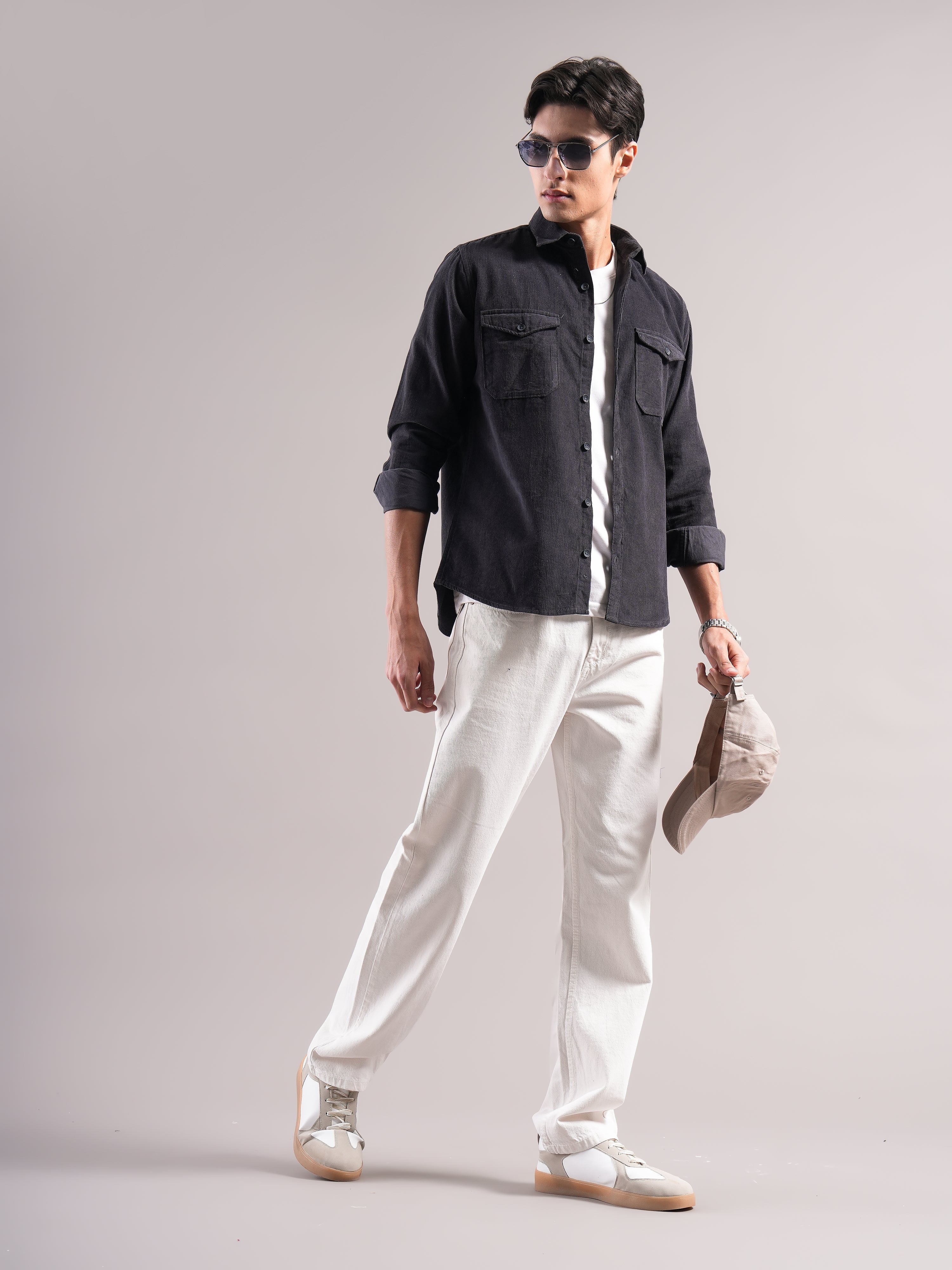 Men Belmor Charoal Corduroy Shirt