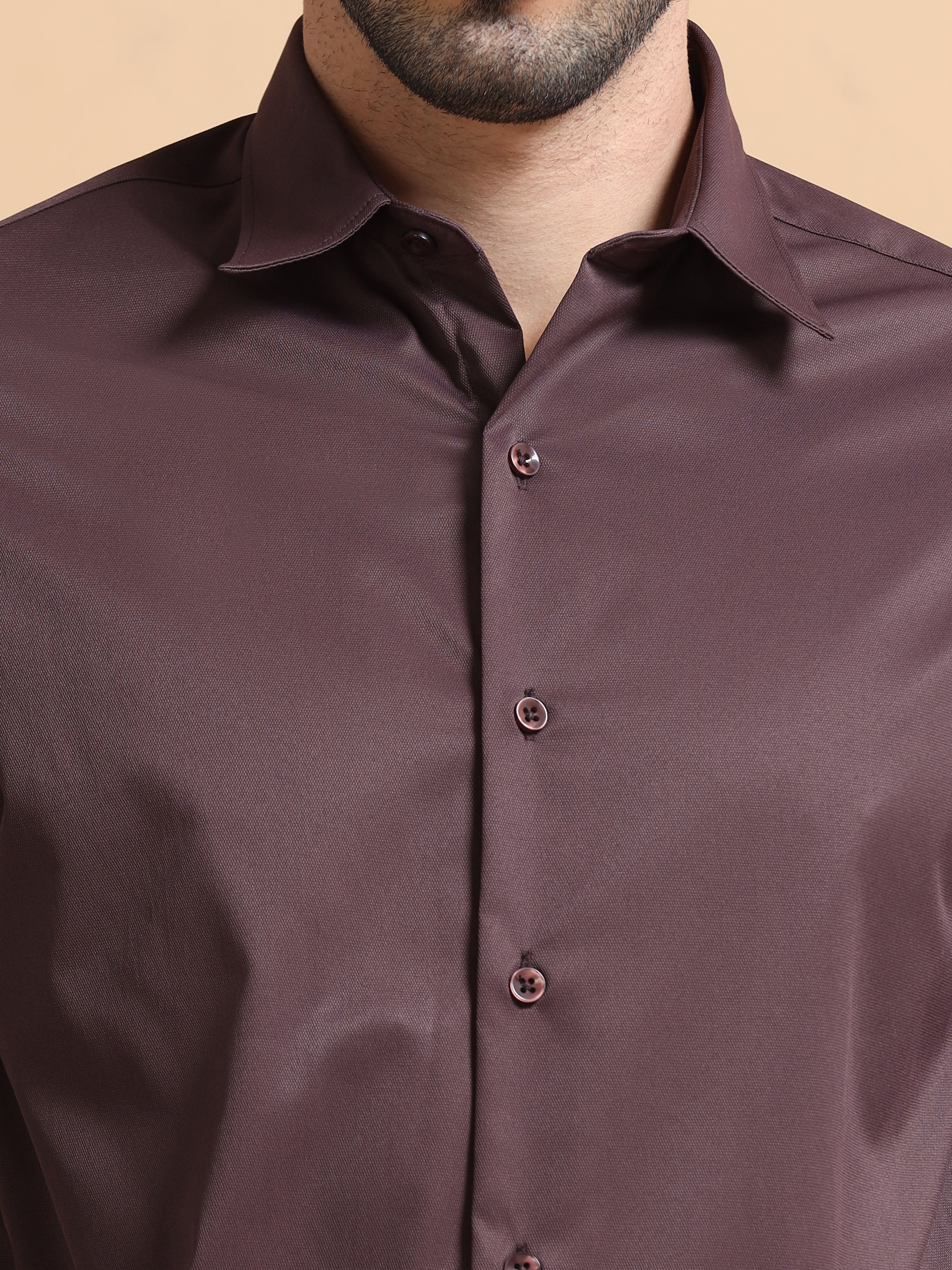 Men Purple Solid Polyester Shirt