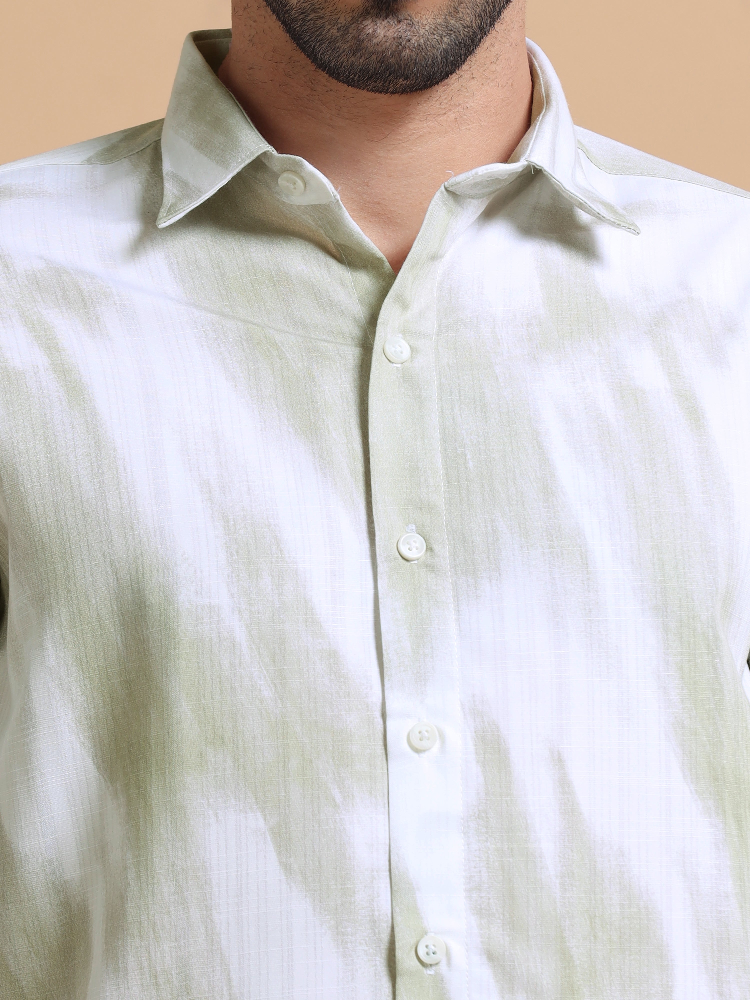 Men White Printed Cotton Shirt