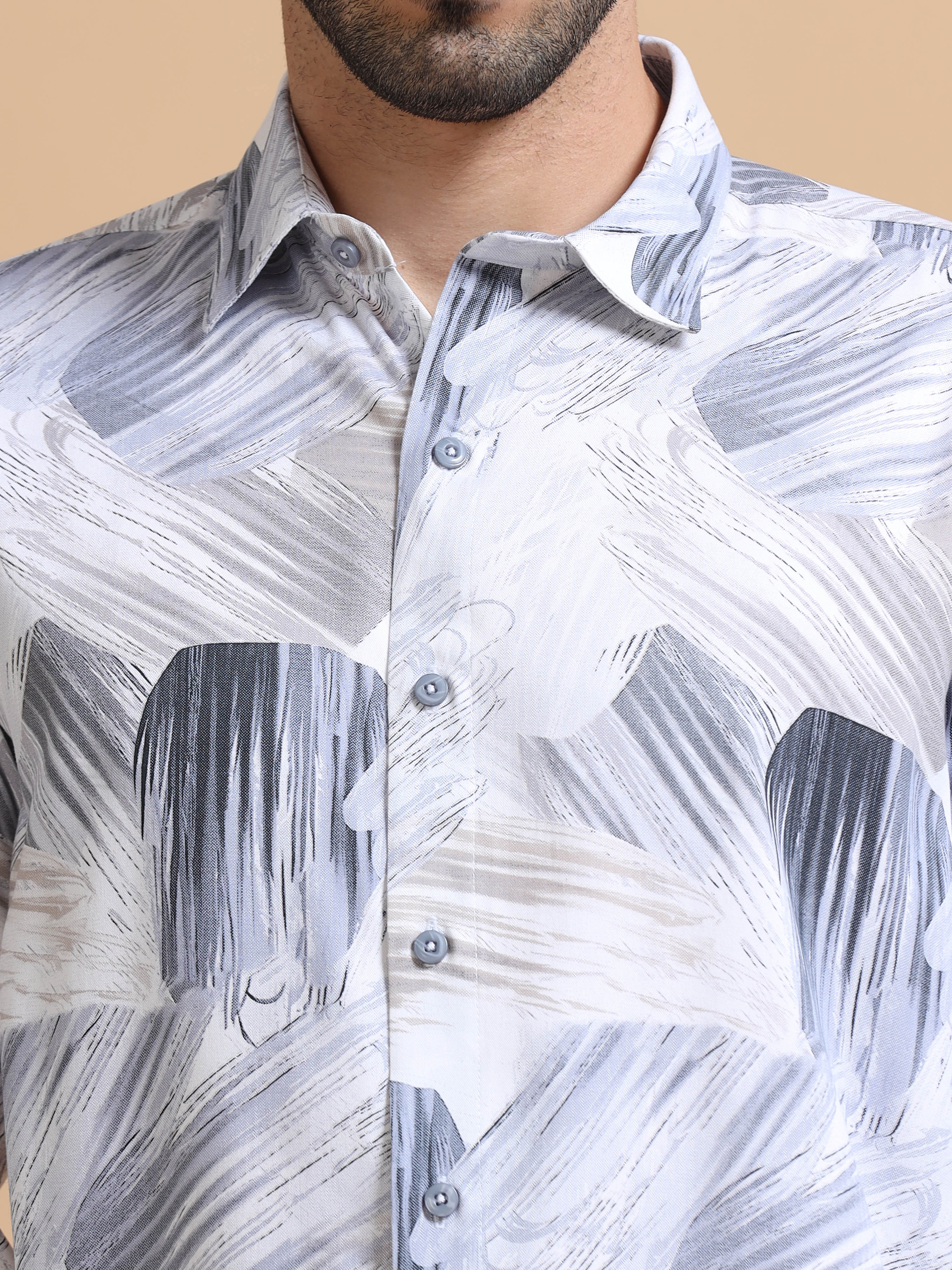 Men Blue Printed Cotton Blend Shirt