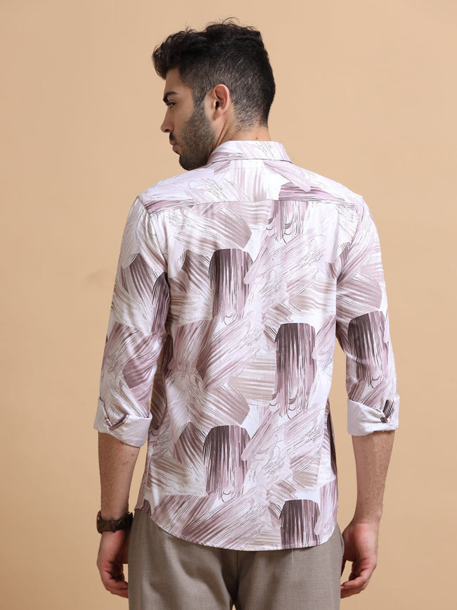 Men Pink Printed Cotton Blend Shirt