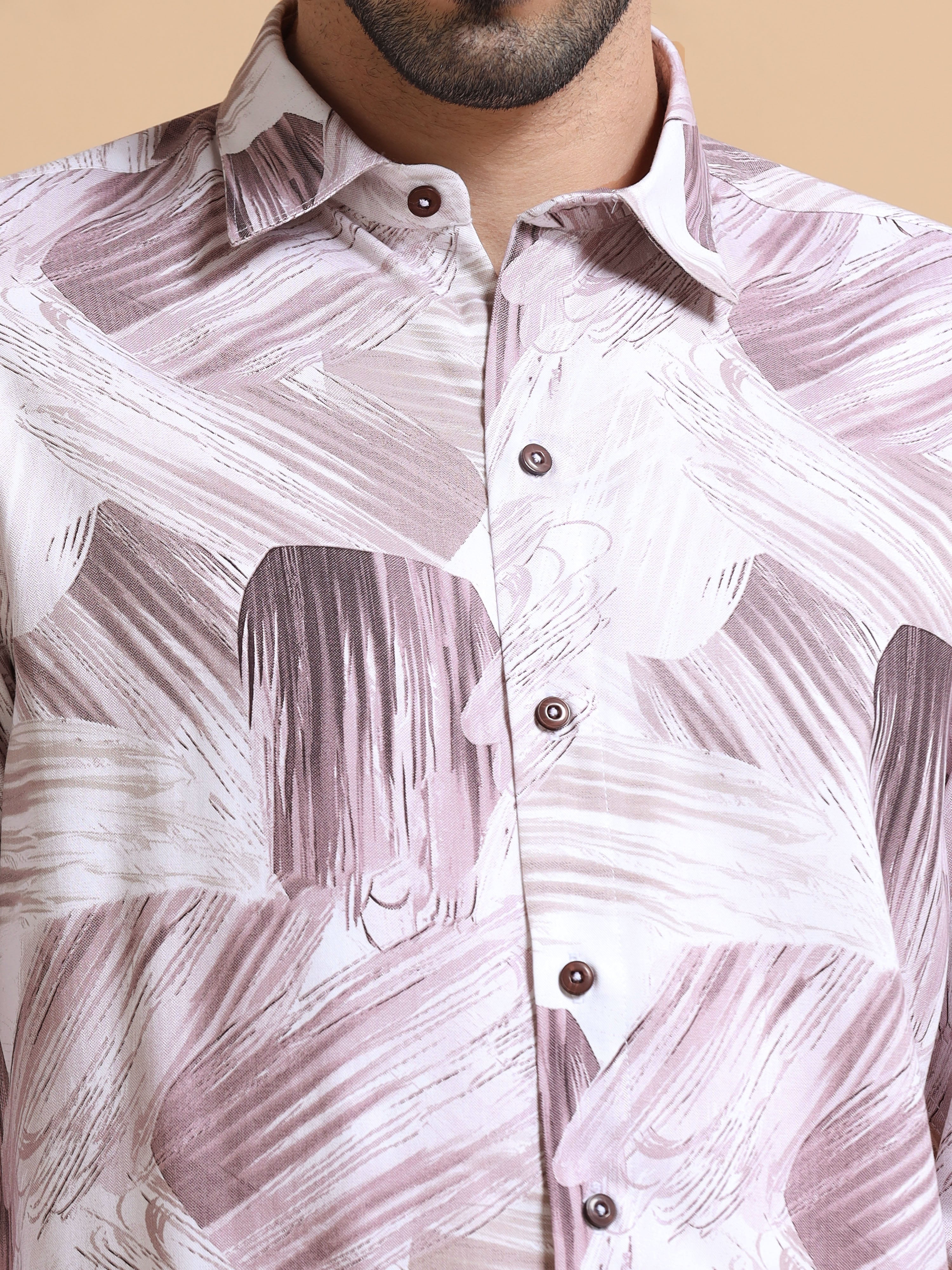 Men Pink Printed Cotton Blend Shirt