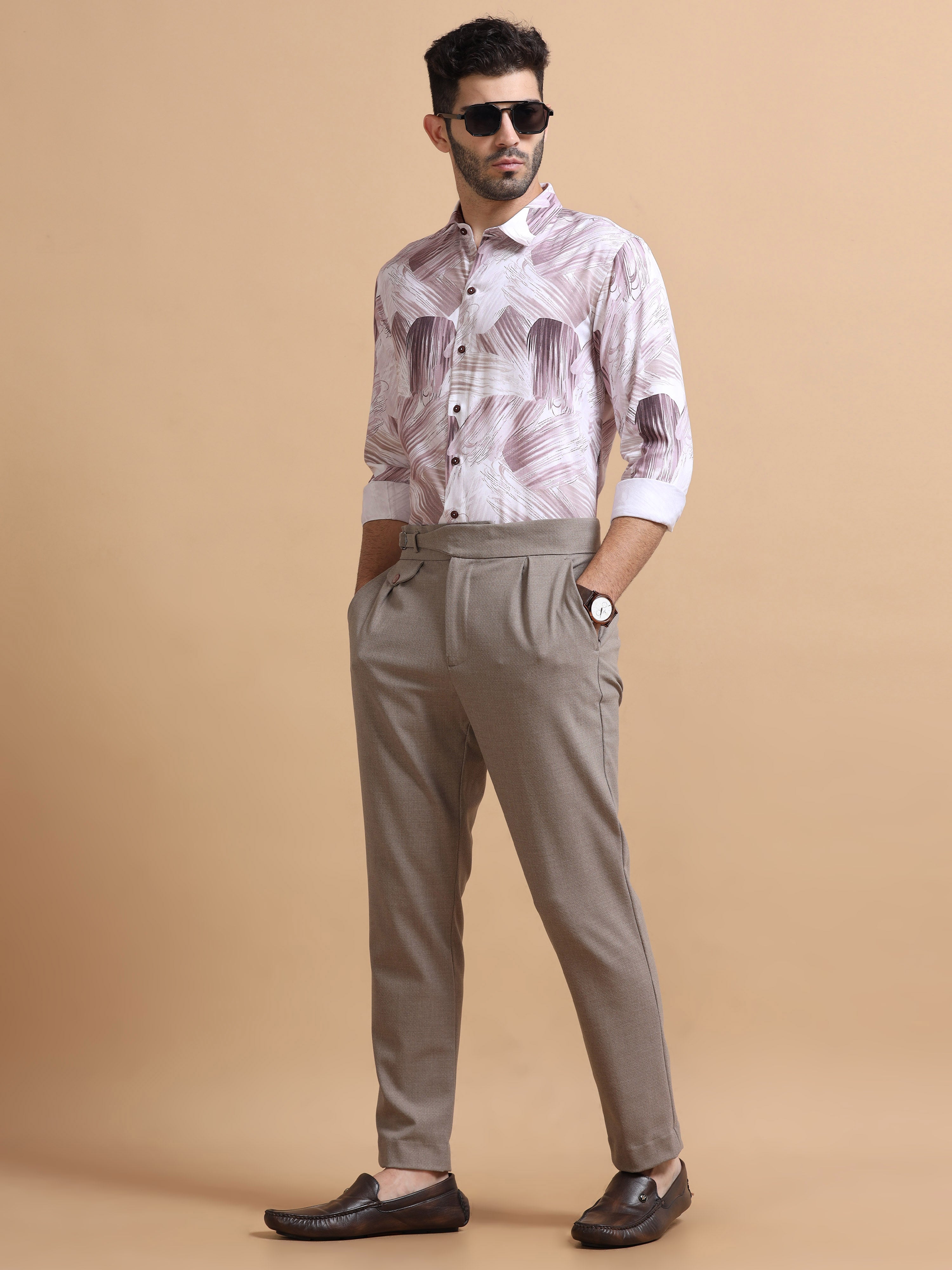 Men Pink Printed Cotton Blend Shirt