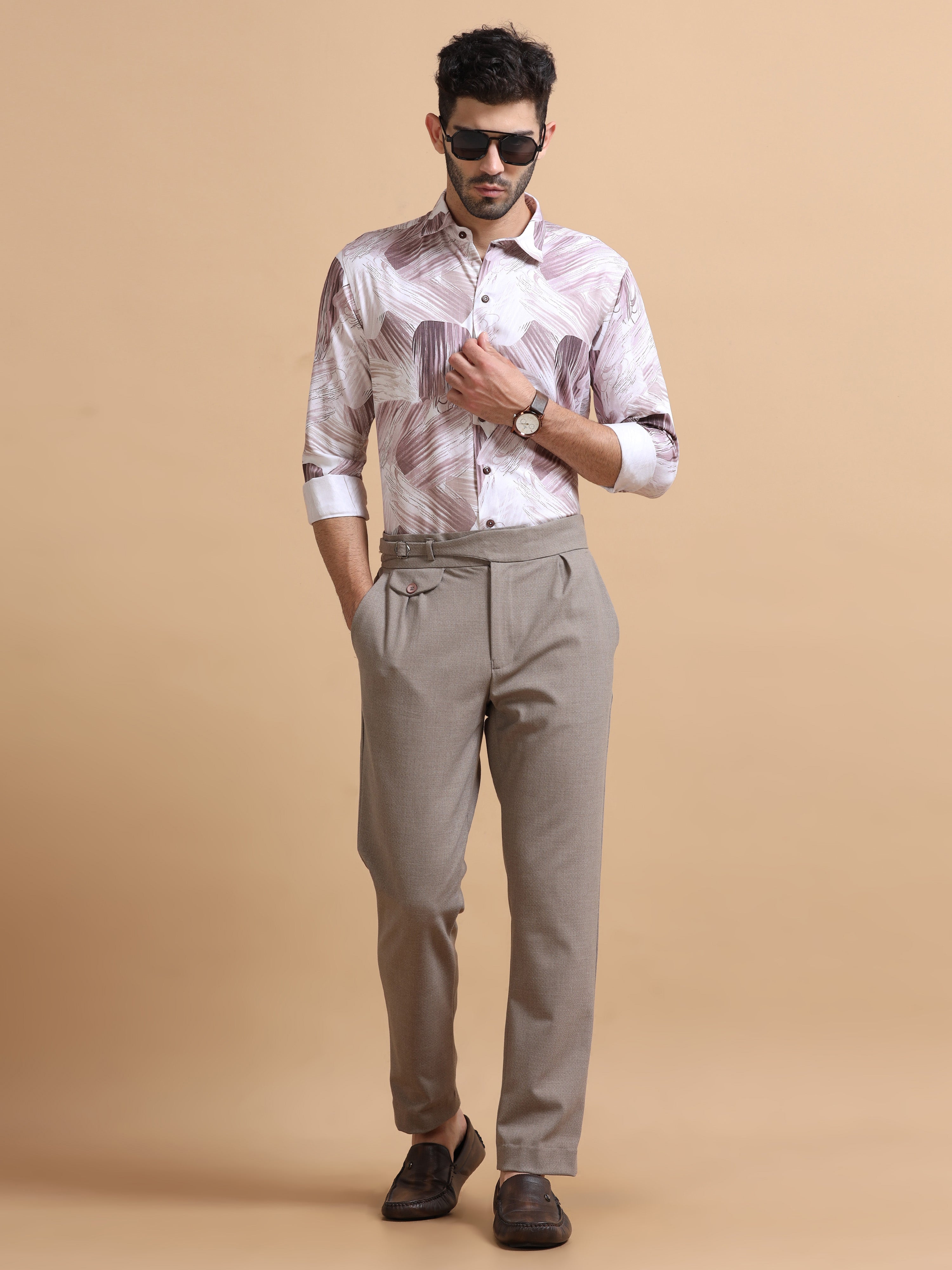 Men Pink Printed Cotton Blend Shirt