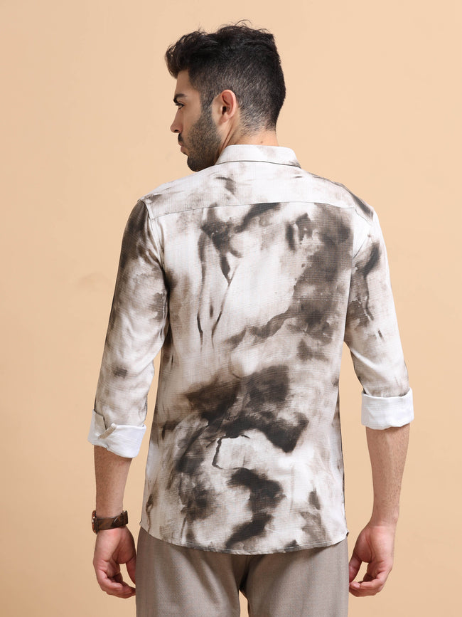 Men Brown Printed Cotton Blend Shirt