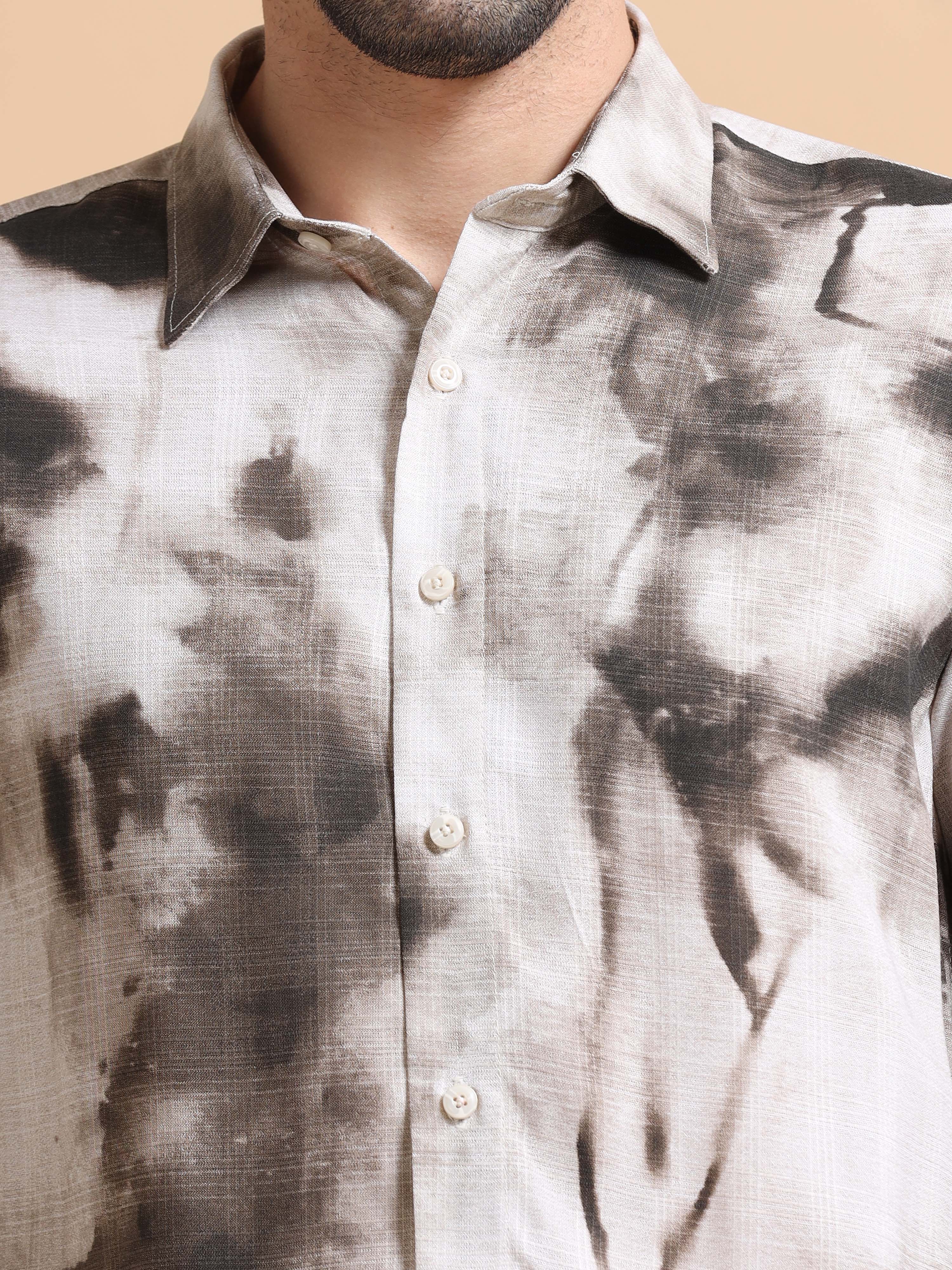 Men Brown Printed Cotton Blend Shirt