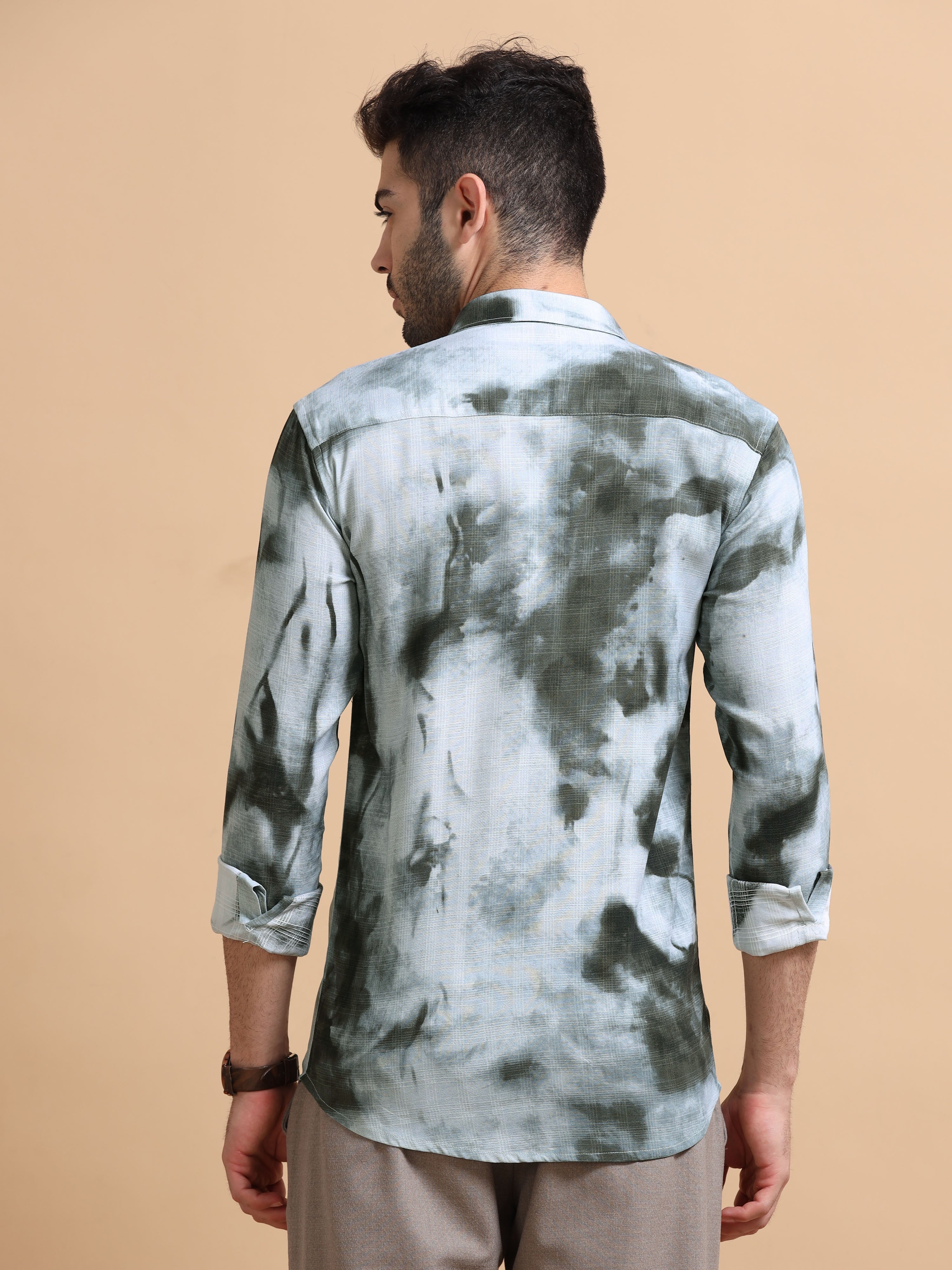 Men Grey Printed Cotton Blend Shirt