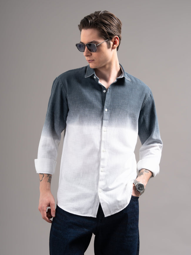 Men Blue Dyed Cotton Shirt