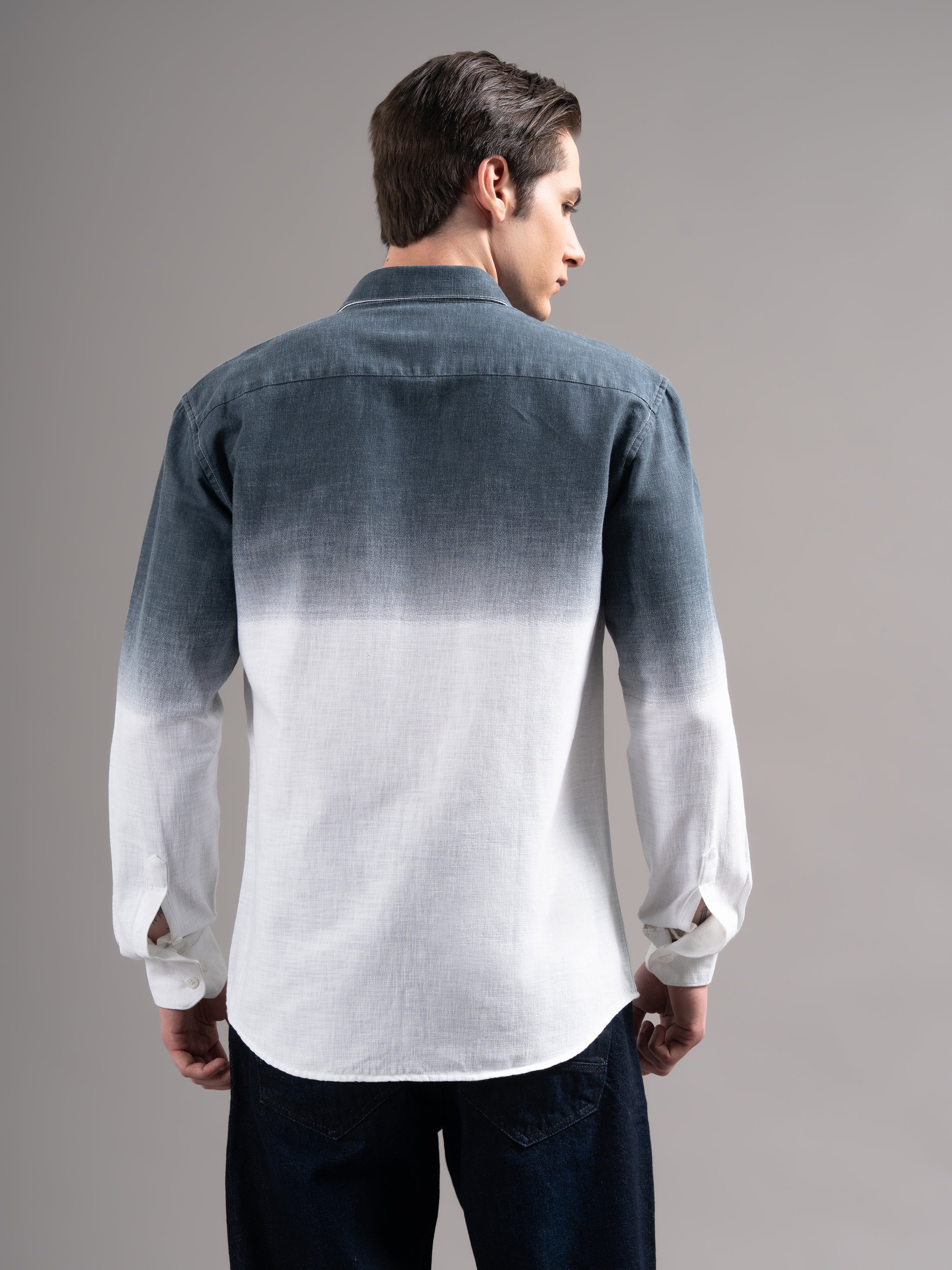 Men Blue Dyed Cotton Shirt