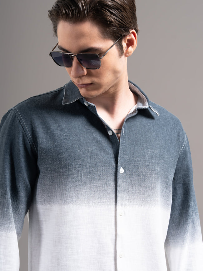 Men Blue Dyed Cotton Shirt