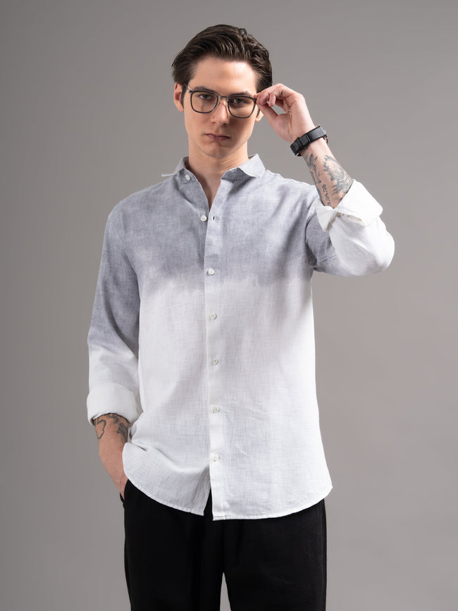 Men Grey Dyed Cotton Shirt