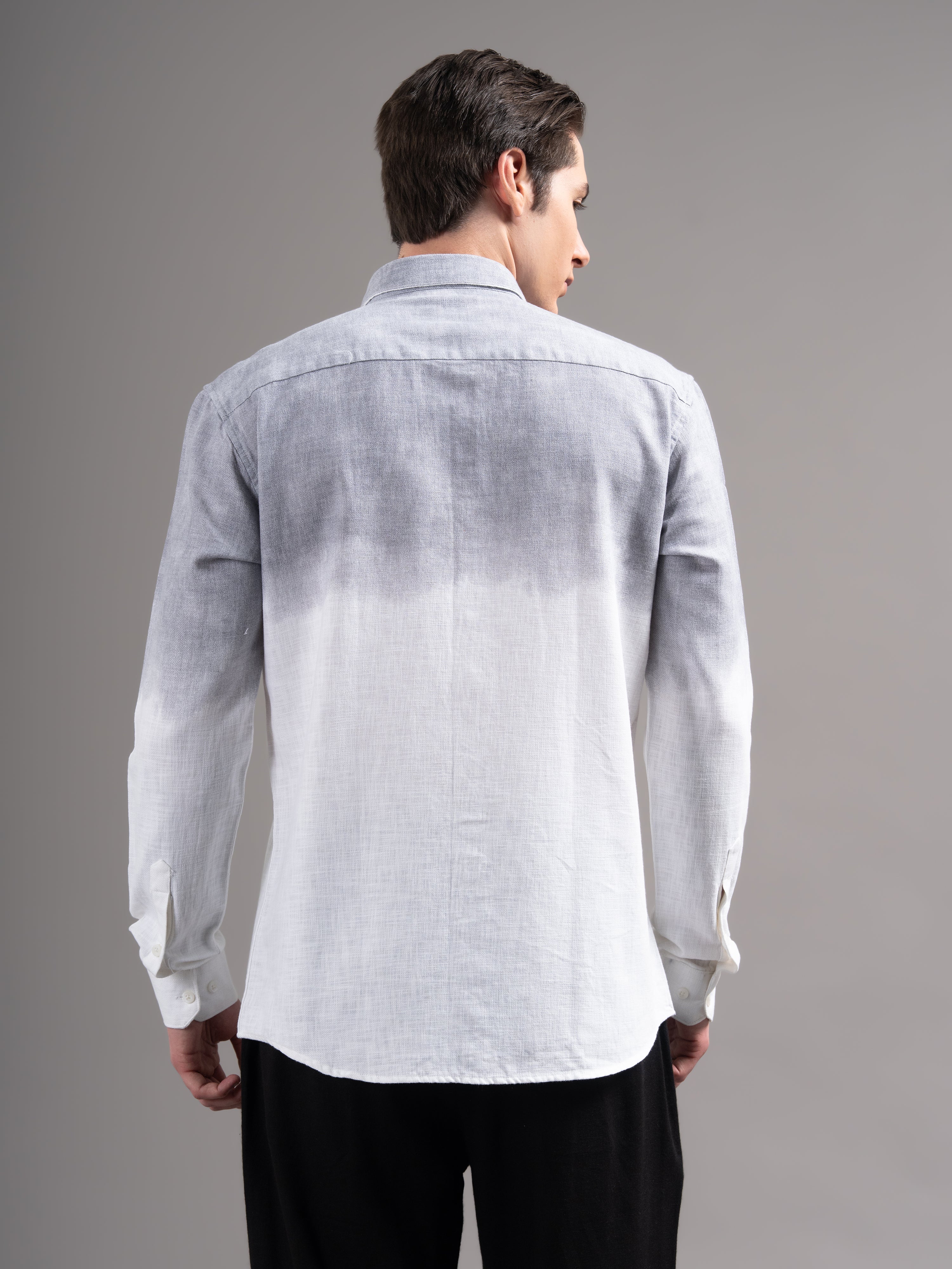Men Grey Dyed Cotton Shirt