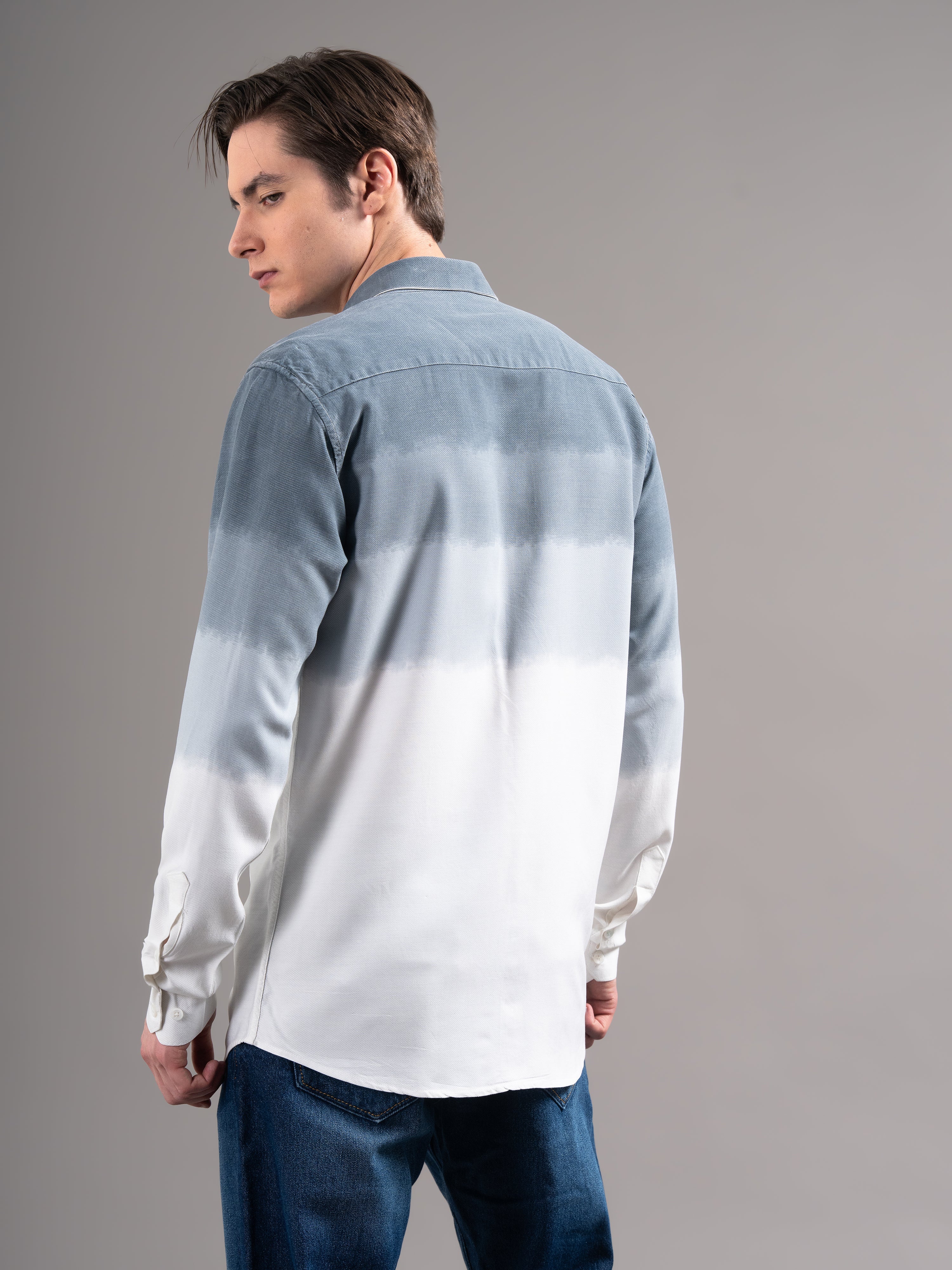 Men Blue Dyed Cotton Shirt