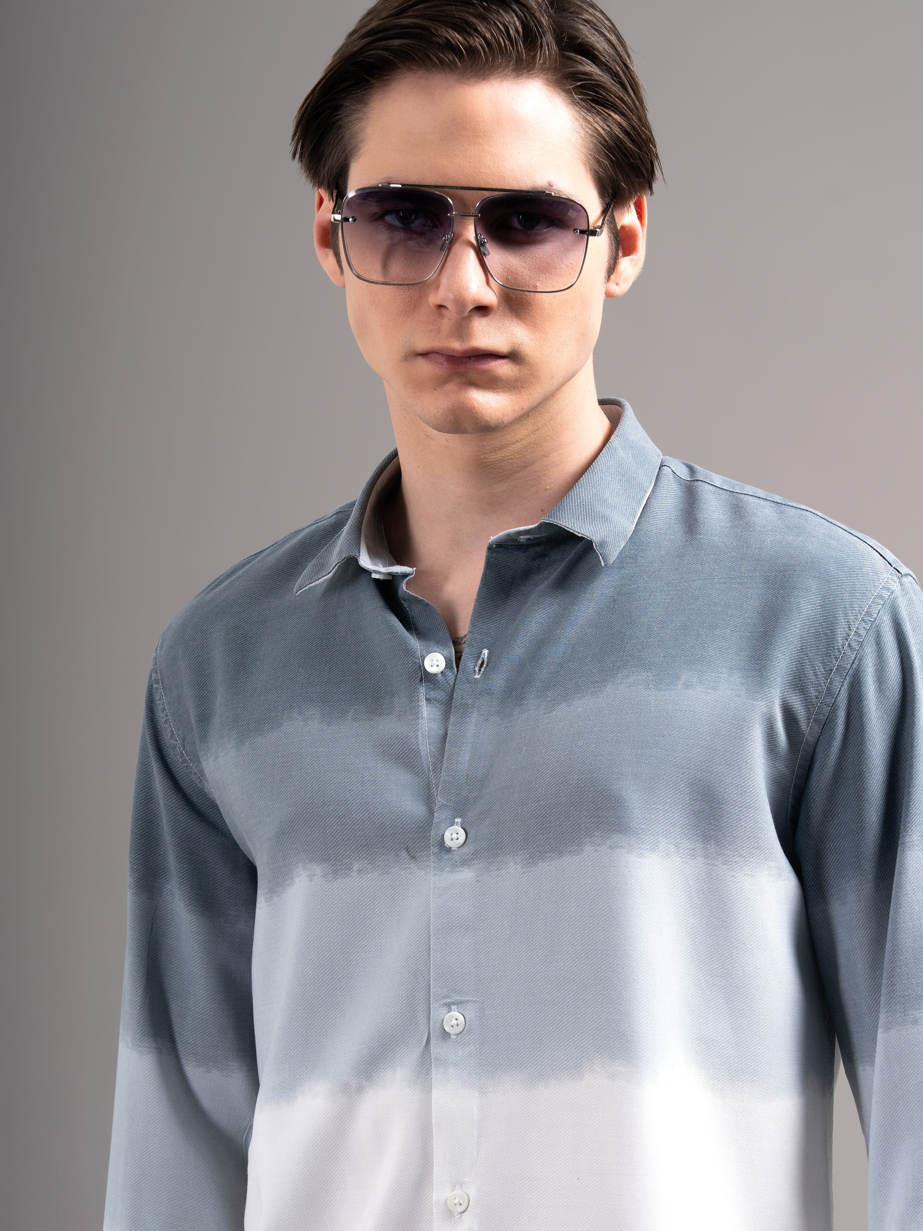 Men Blue Dyed Cotton Shirt