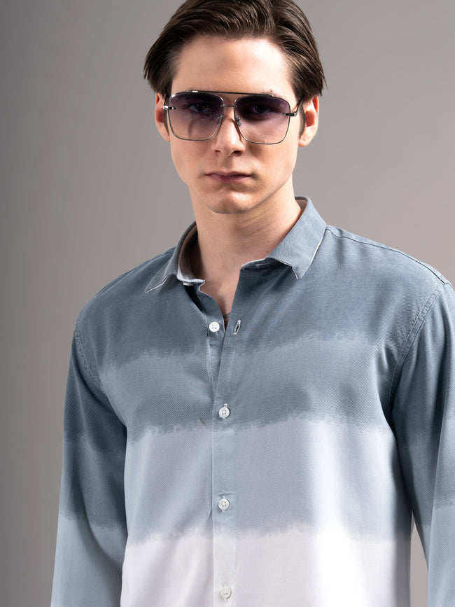 Men Blue Dyed Cotton Shirt