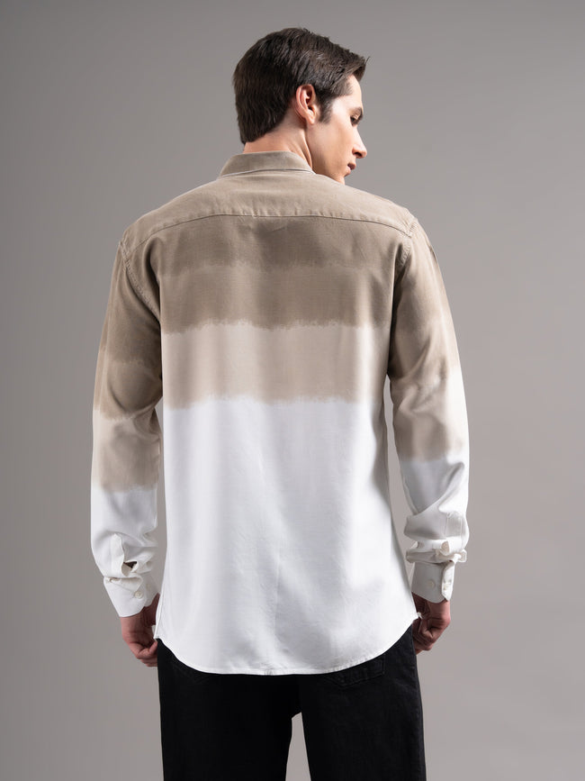 Men Brown Dyed Cotton Shirt