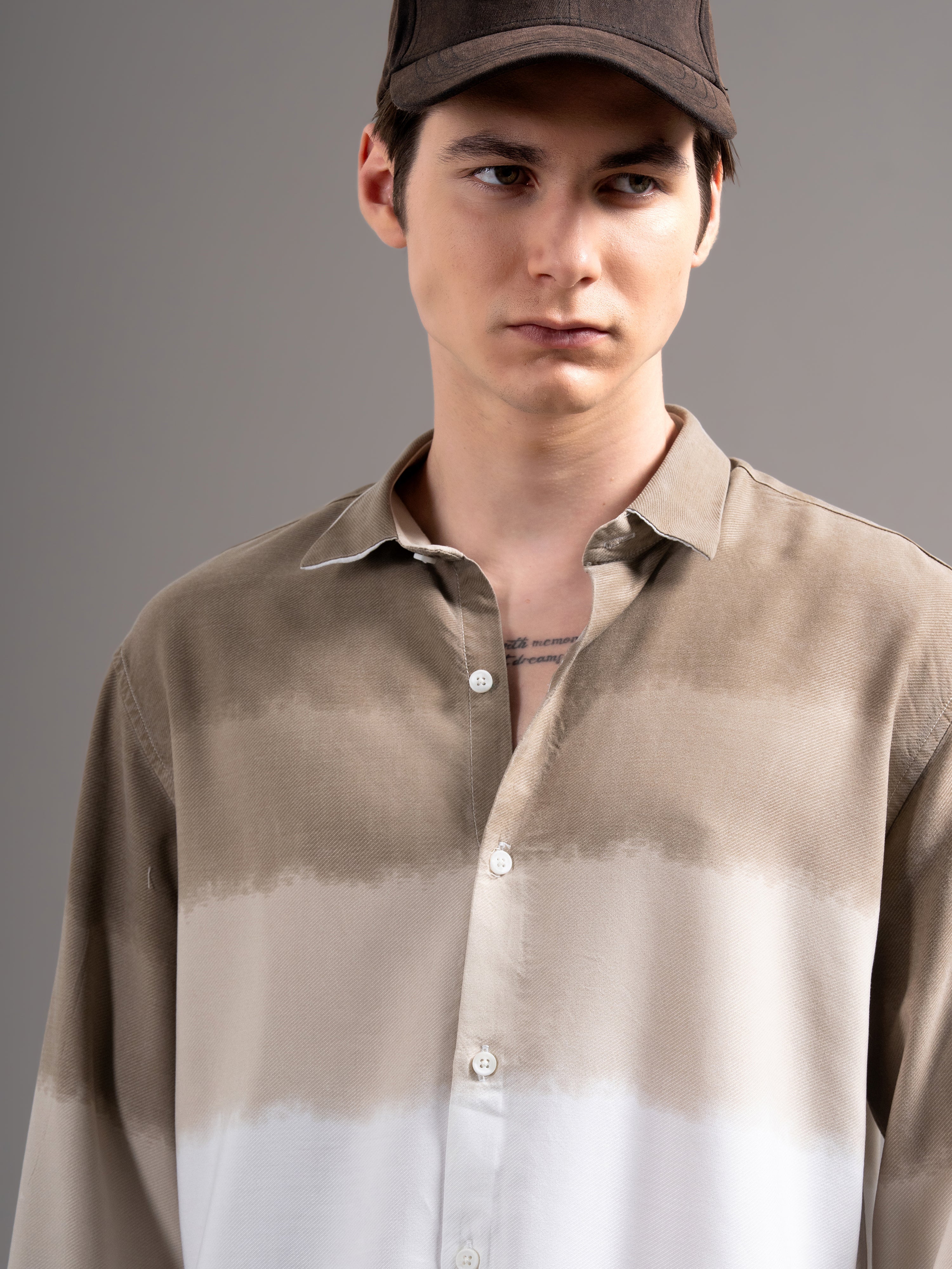 Men Brown Dyed Cotton Shirt